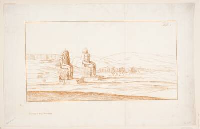 Illustration til "Drawings of some Ruins and Colossal Statues at Thebes in Egypt with an Account of the Fame in a Letter to the Royal Society", London 1741