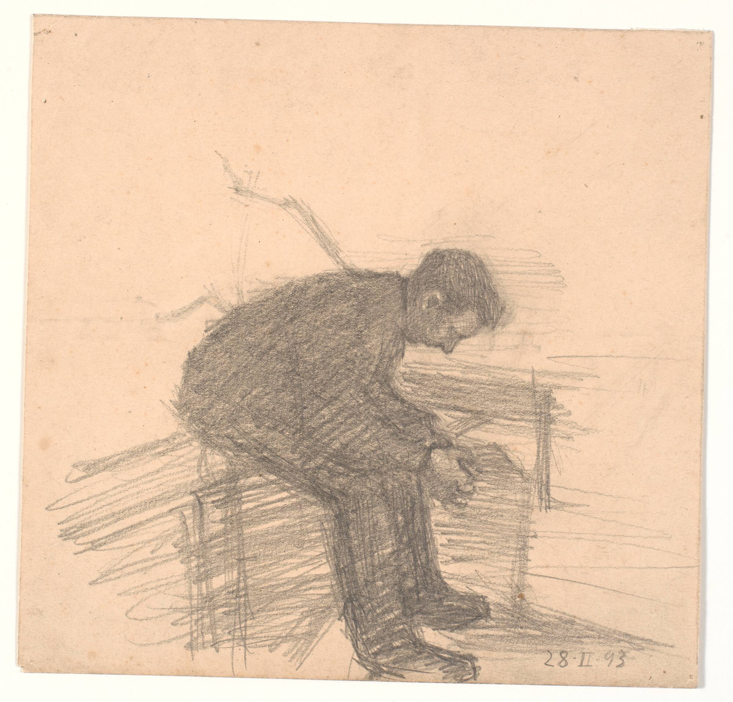 Siddende mand med foldede hænder, Niels Bjerre, 1893
