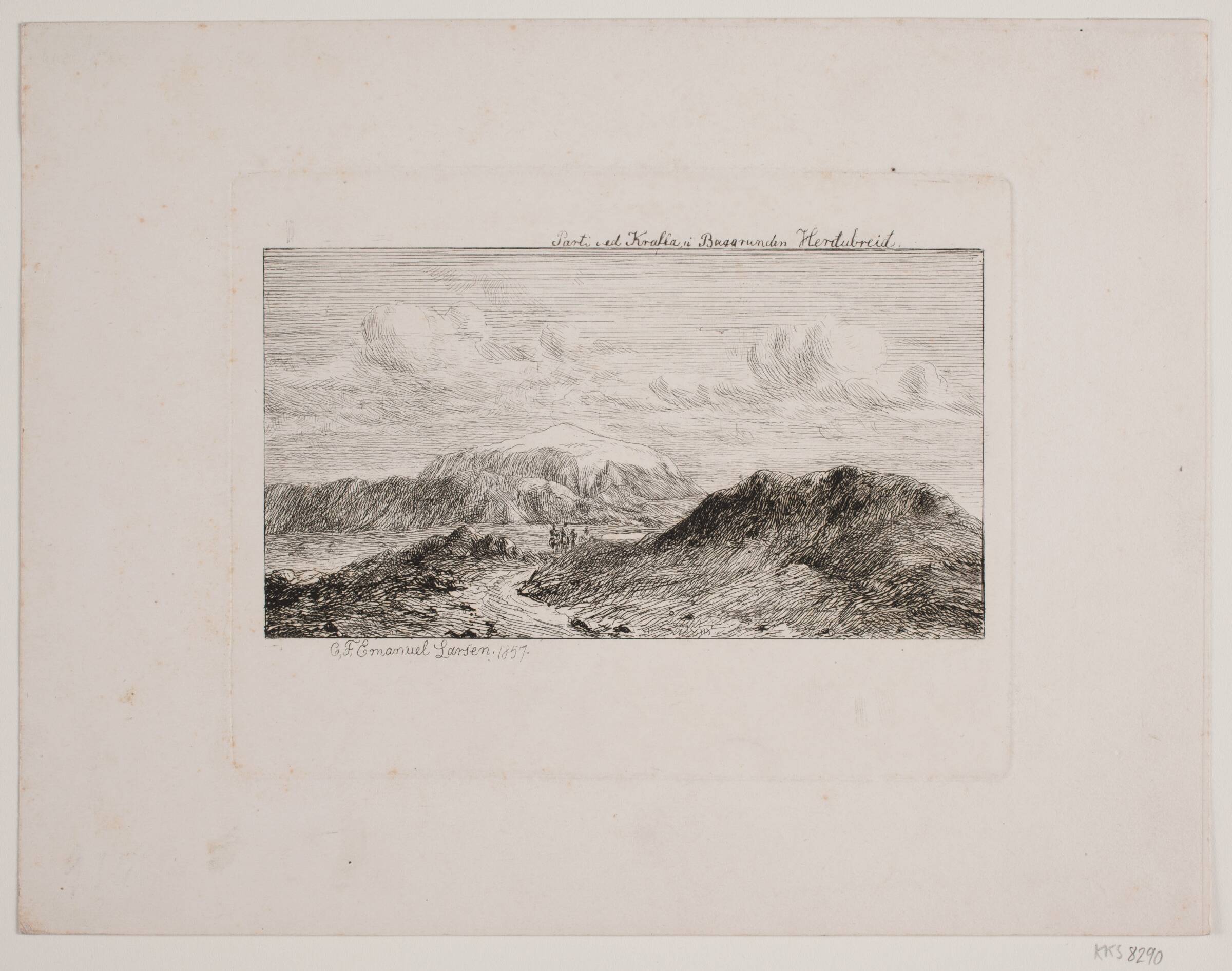 Parti ved Krafla på Island, Emanuel Larsen, 1857