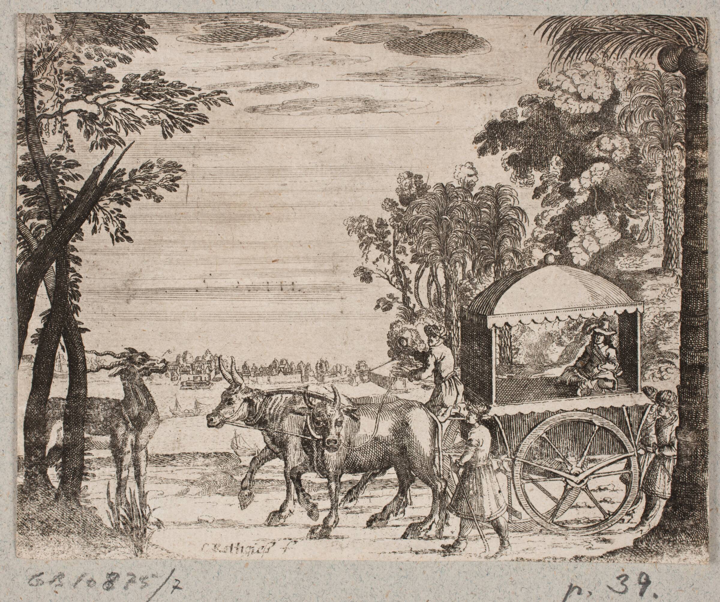Oksekærre med en europæisk rejsende, Christian Rothgiesser, 1668