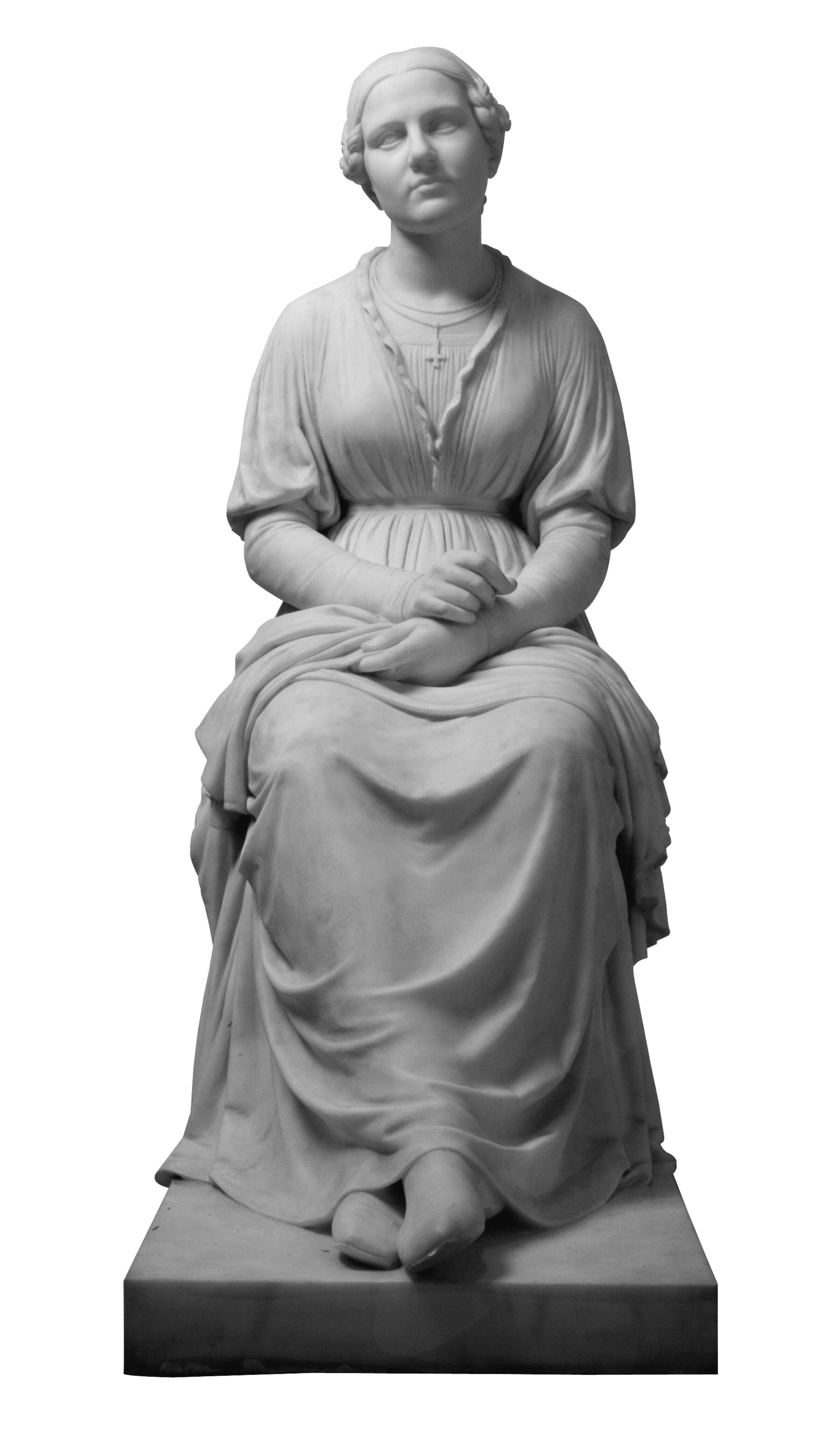 Emilie Hedevig Bissen, f. Møller (1808-50). Kunstnerens moder, siddende på en skammel, Vilhelm Bissen, 1896