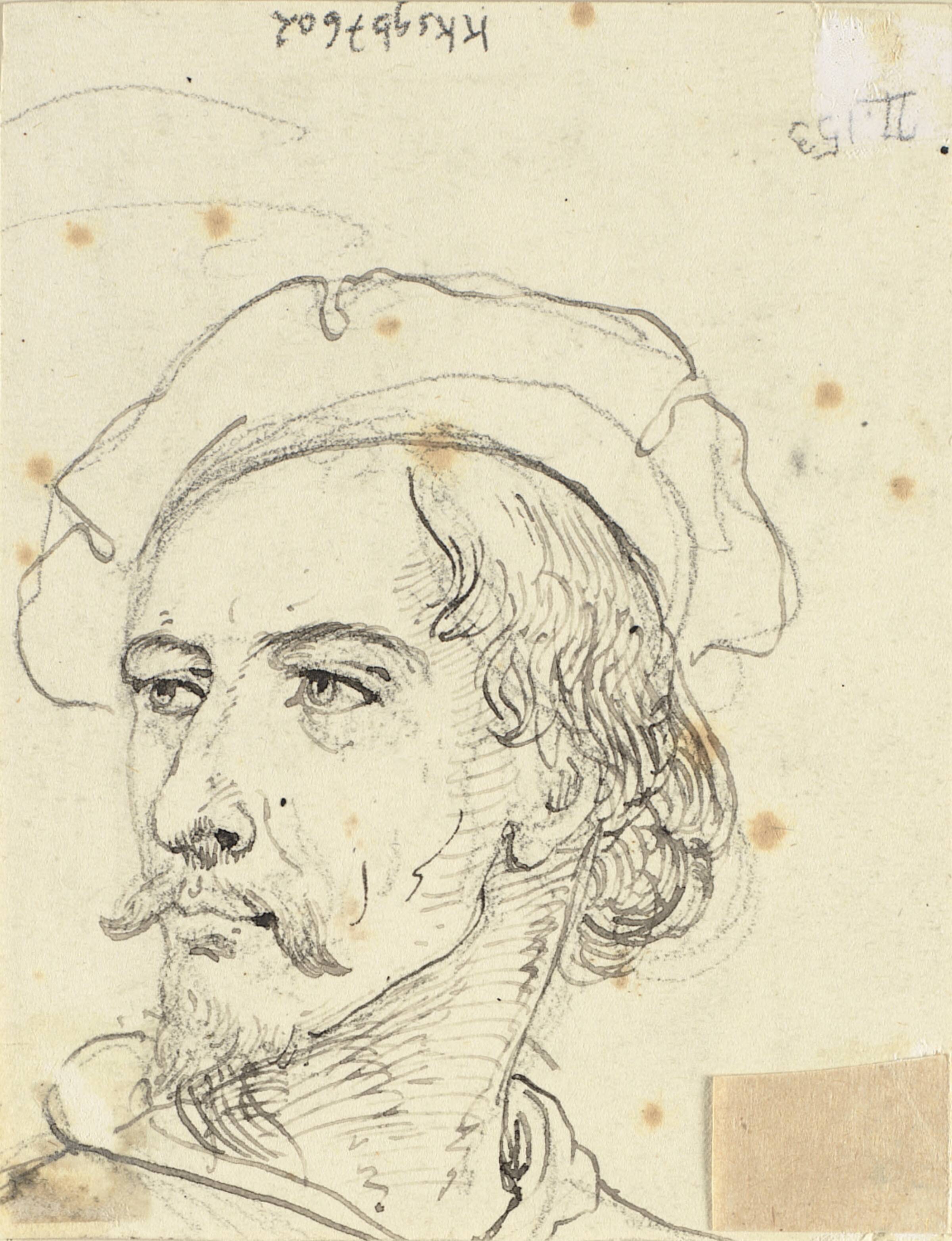 Hoved af mand i baret, Wilhelm Marstrand, 1810-1873