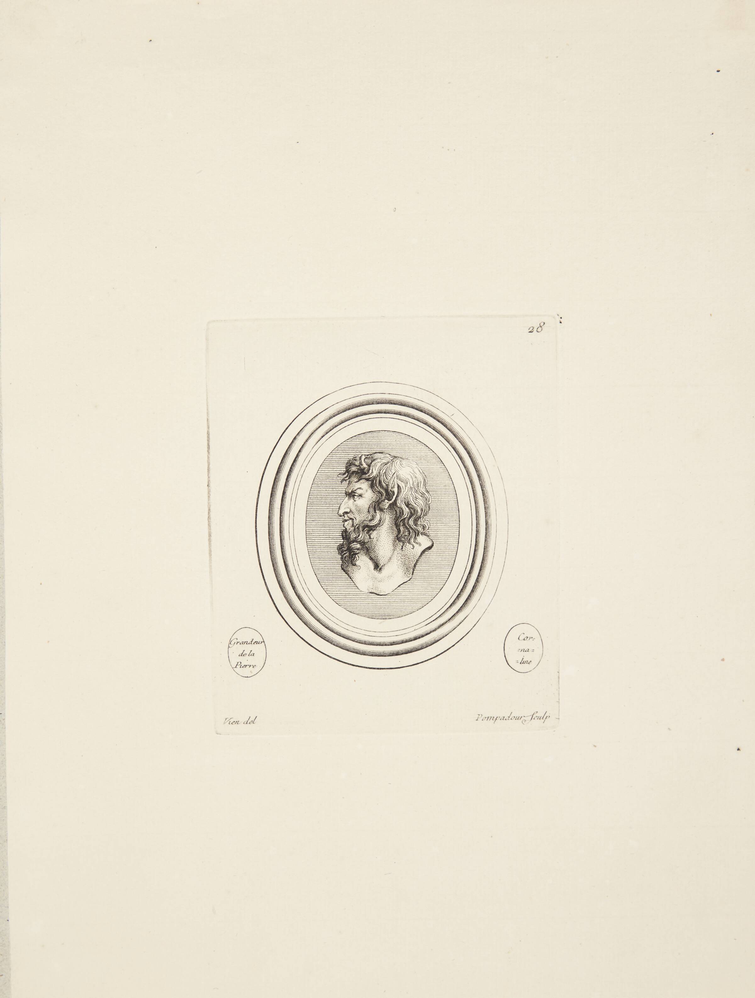 Satyrhoved i profil mod venstre, Madame de Pompadour, 1753-1757