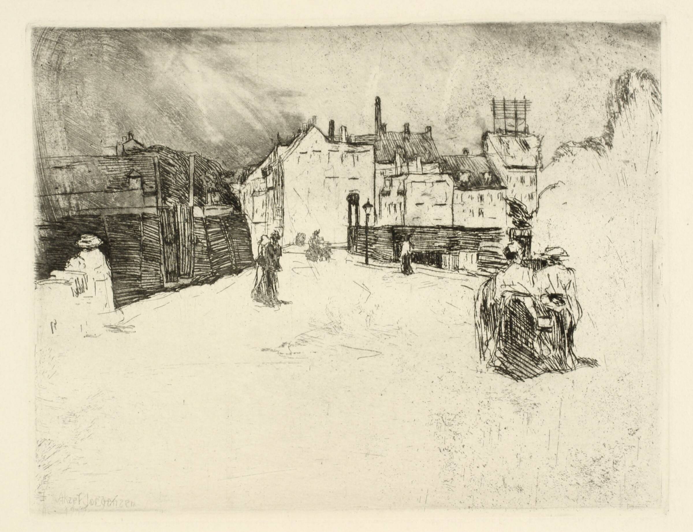 Forstad i sol, Aksel Jørgensen, 1909