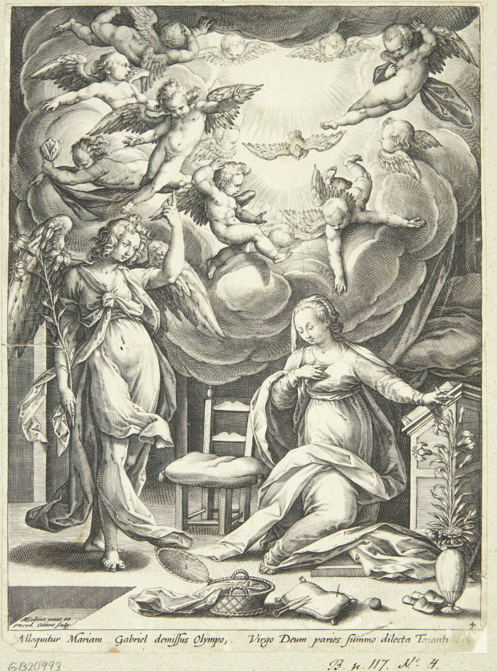 Marias bebudelse, Adriaen Collaert, 1586