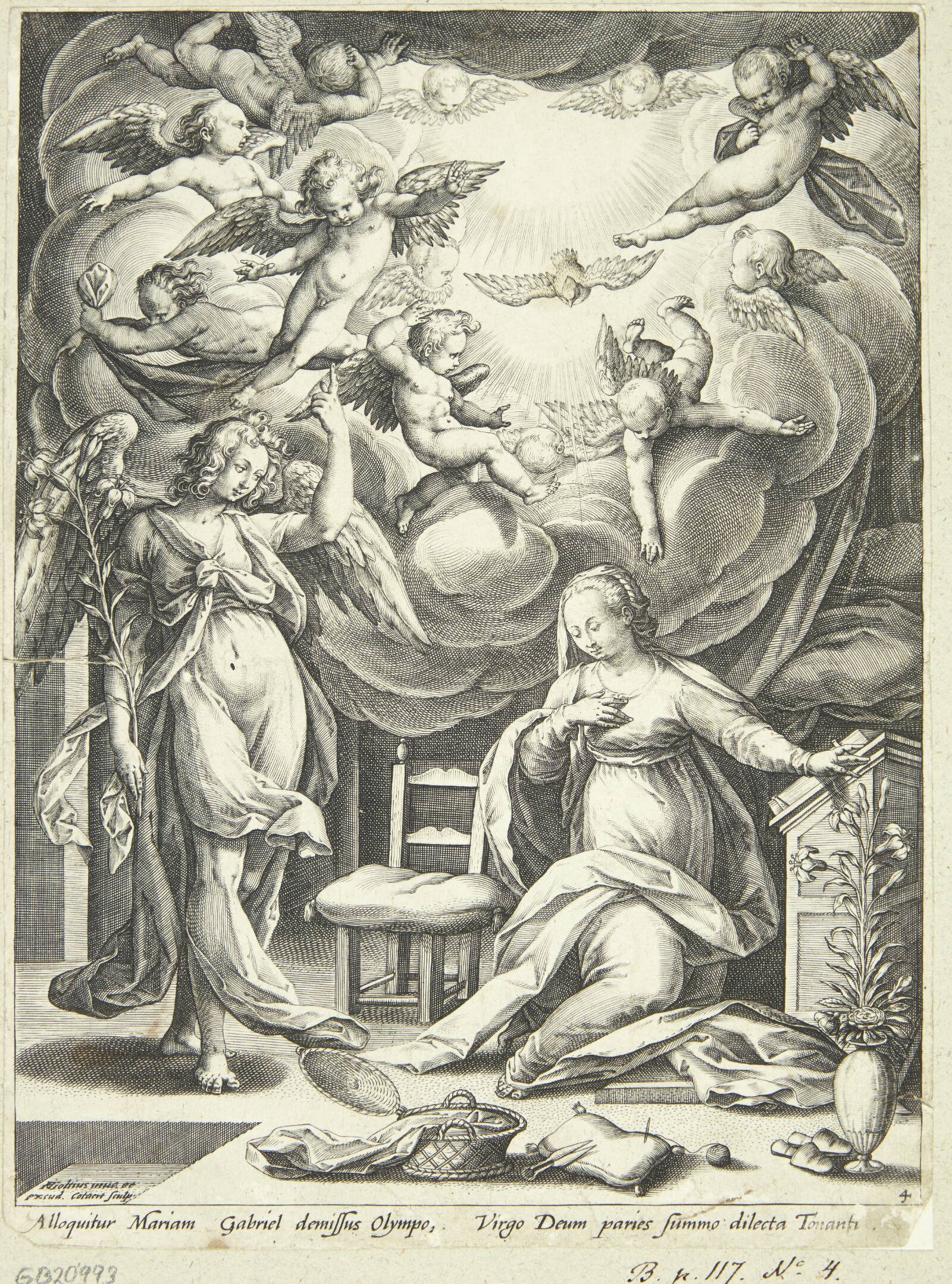 Marias bebudelse, Adriaen Collaert, 1586
