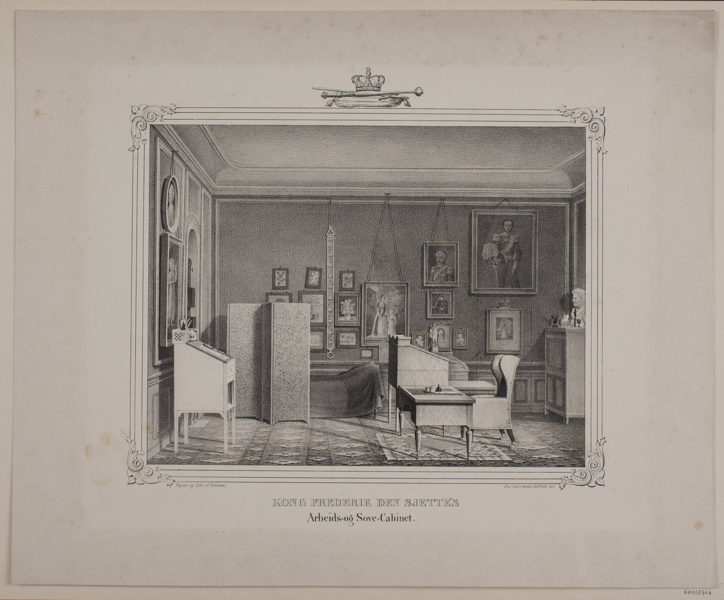 Kong Frederik 6.'s Arbejds- og Sovekabinet, C.O. Zeuthen, 1840-1889