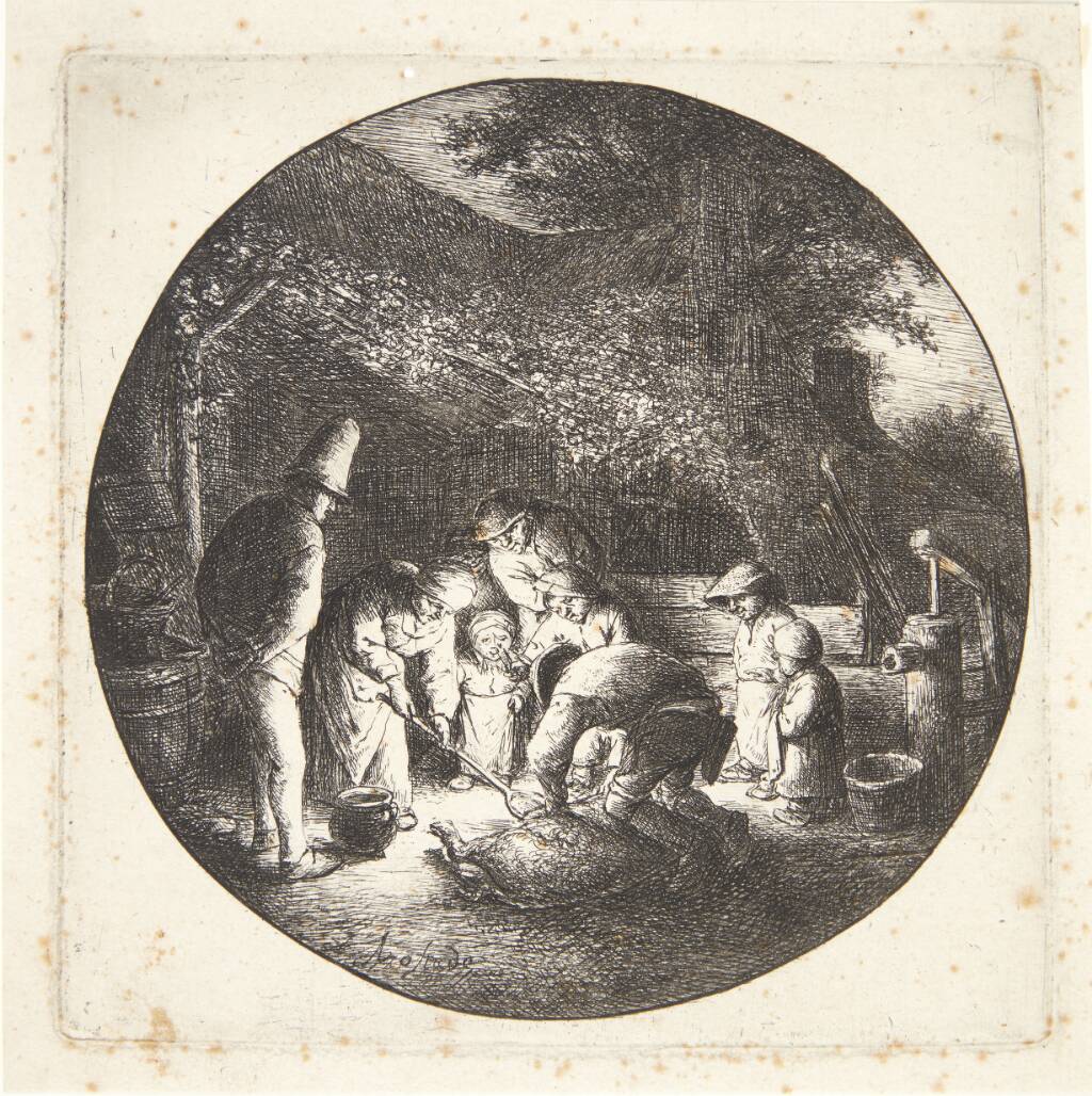 Svinet slagtes, Adriaen van Ostade, 1642