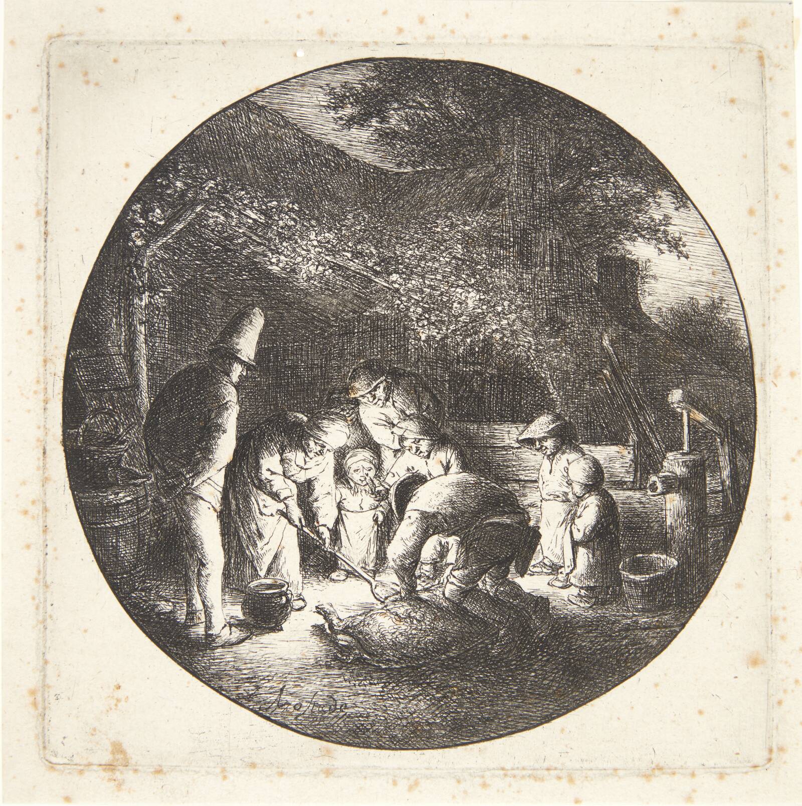 Svinet slagtes, Adriaen van Ostade, 1642