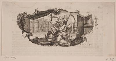Vignet til Lauritz de Thurah's, "Hafnia Hodierna, Eller Udførlig Beskrivelse om den Kongelige Residentz- og Hoved-Stad Kiøbenhavn", 1748