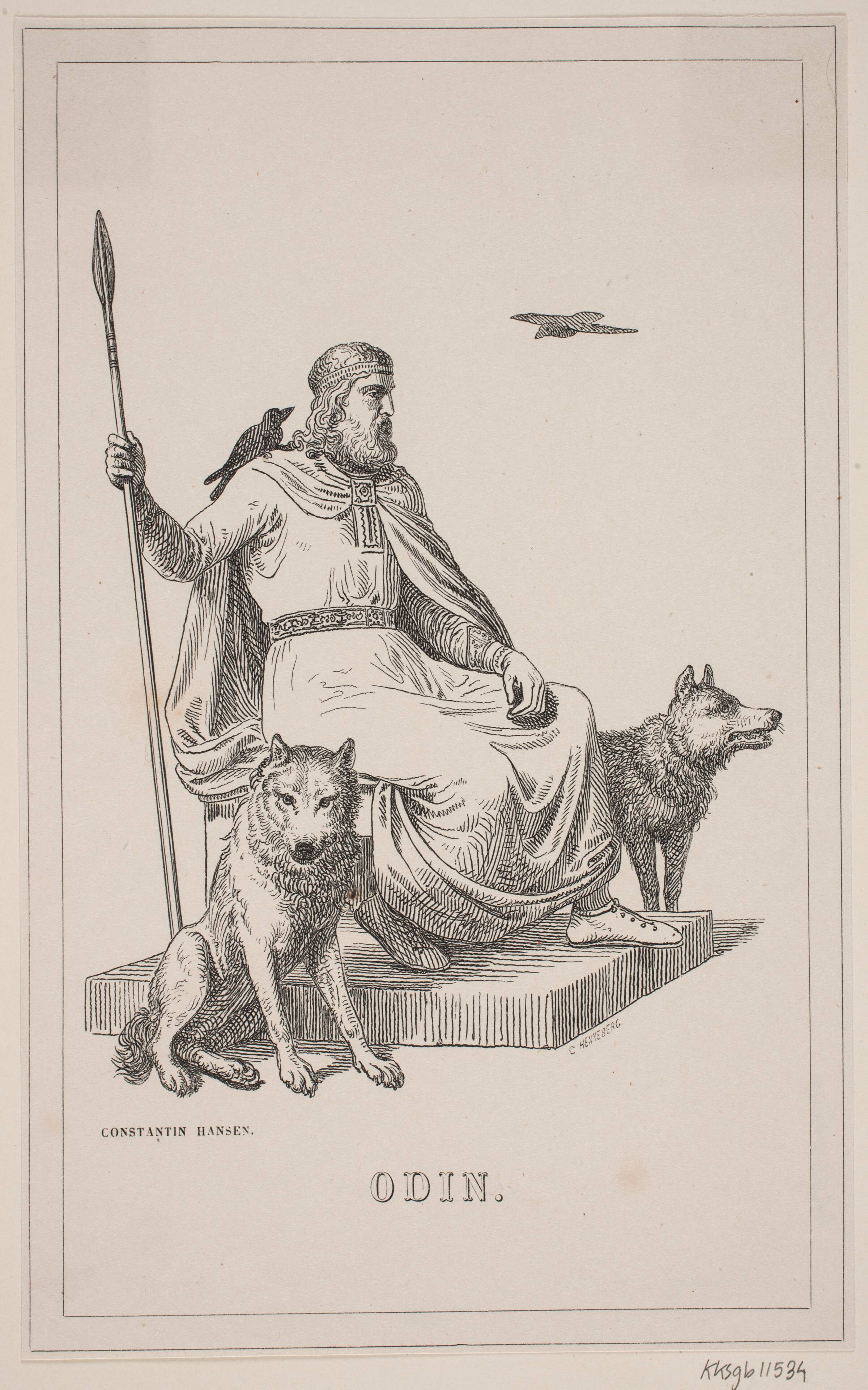 Odin. Illustration til Fabricius' Danmarks historie 1, 112., H.C. Henneberg, 1854