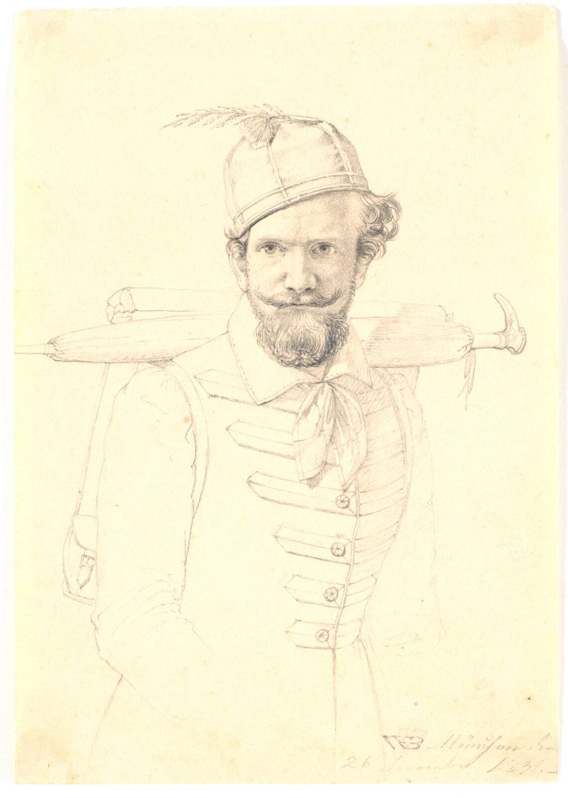 Selvportræt med tornyster, by Wilhelm Bendz, 1831