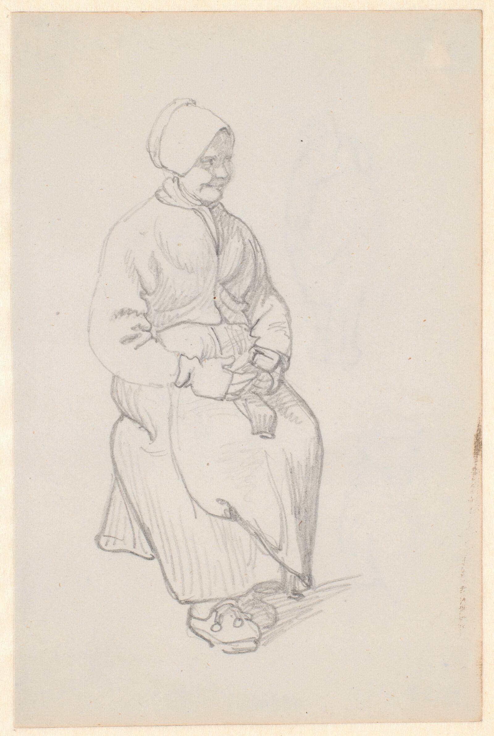 Siddende svensk bondekone, Wilhelm Marstrand, 1851