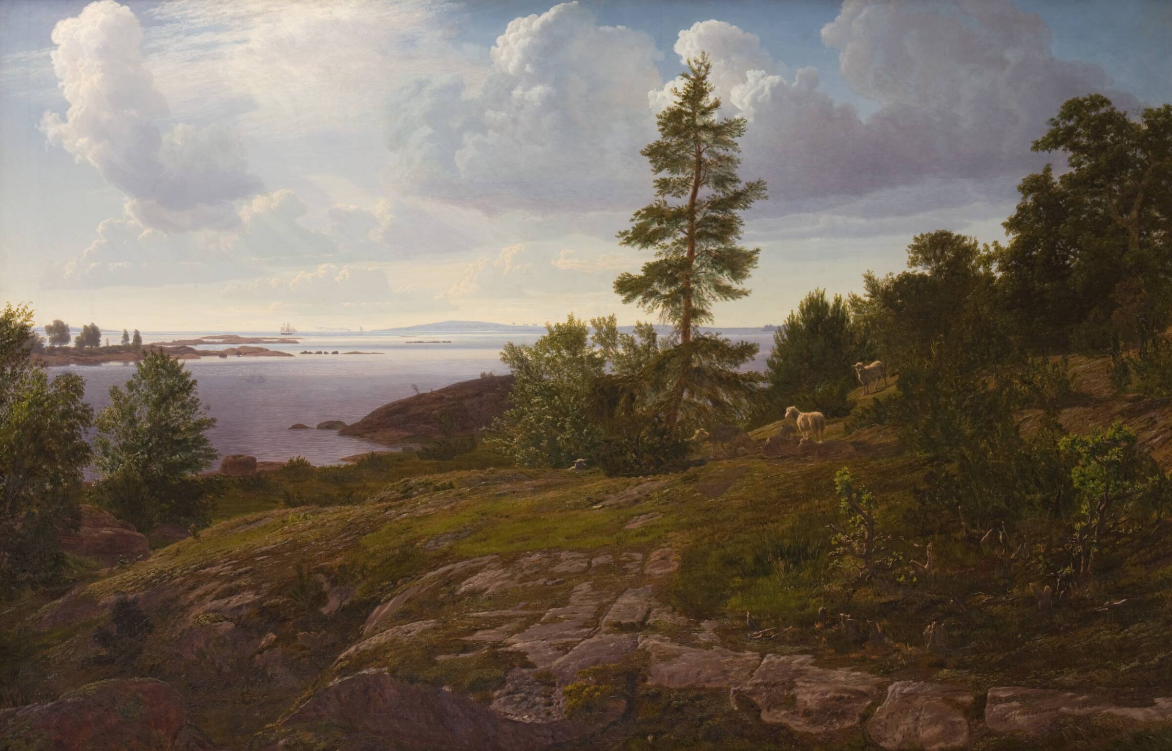 Udsigt over skærgården ved Elleholm i Blekinge, Godtfred Rump, 1854