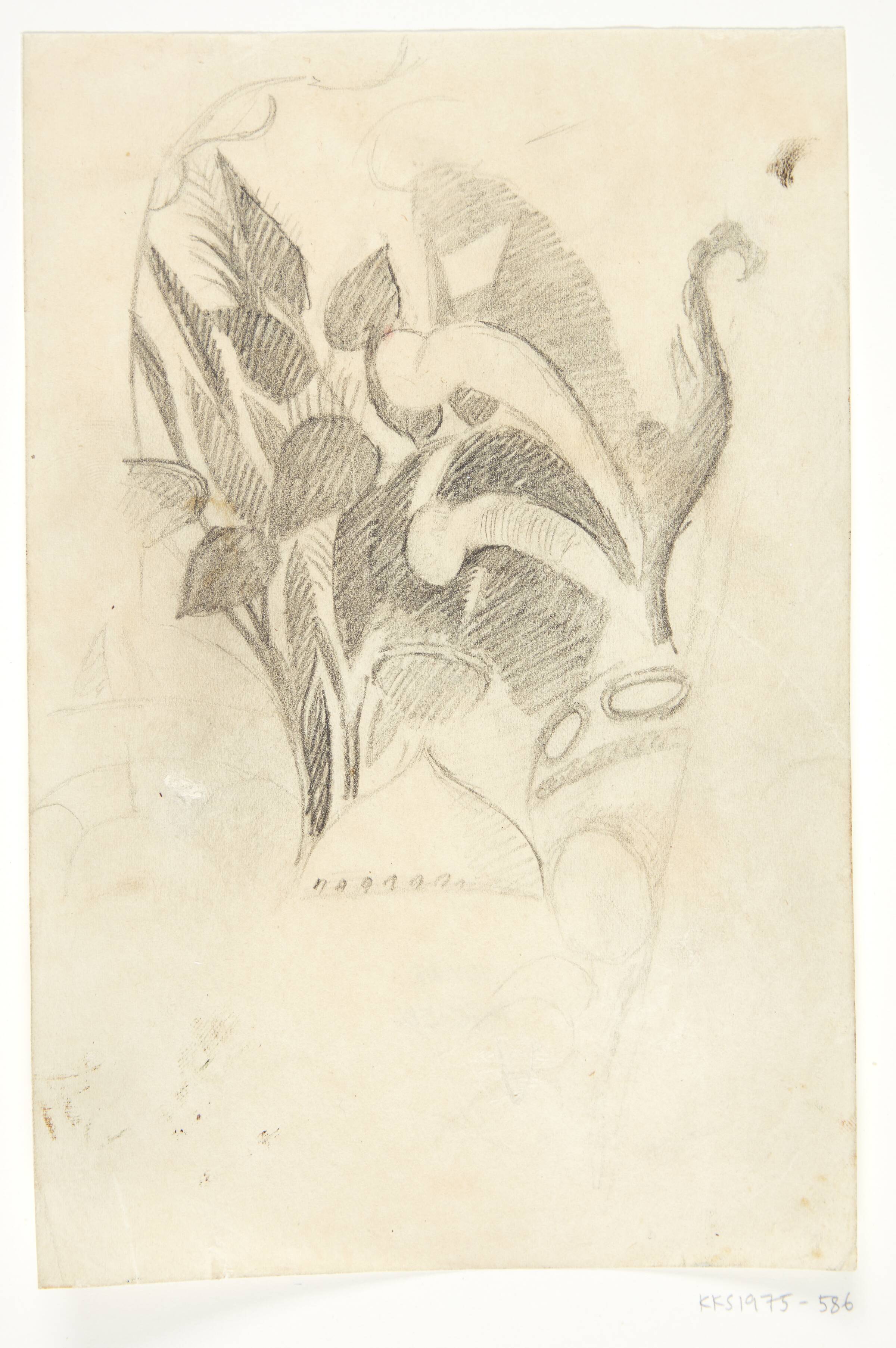 Fragmenter af hjelme og bladhang. Kompositionsskitse til P. Uccellos "La Battaglia", William Scharff, 1901-1959