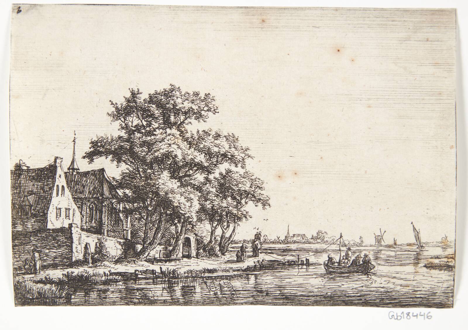 Kirkegård ved en flod, Anthonie Waterloo, 1610-1690