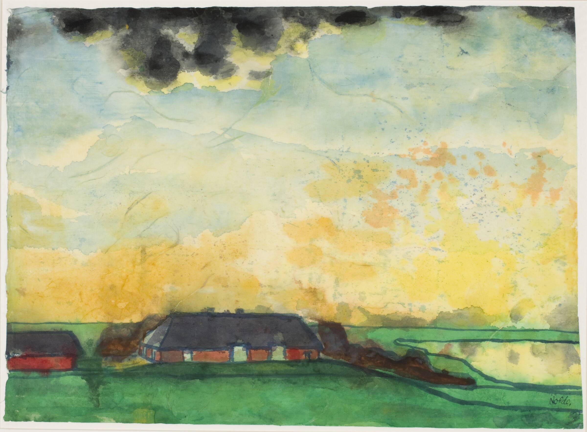 Bondegård i marsklandskab. Sommer, Emil Nolde, 1923-1926