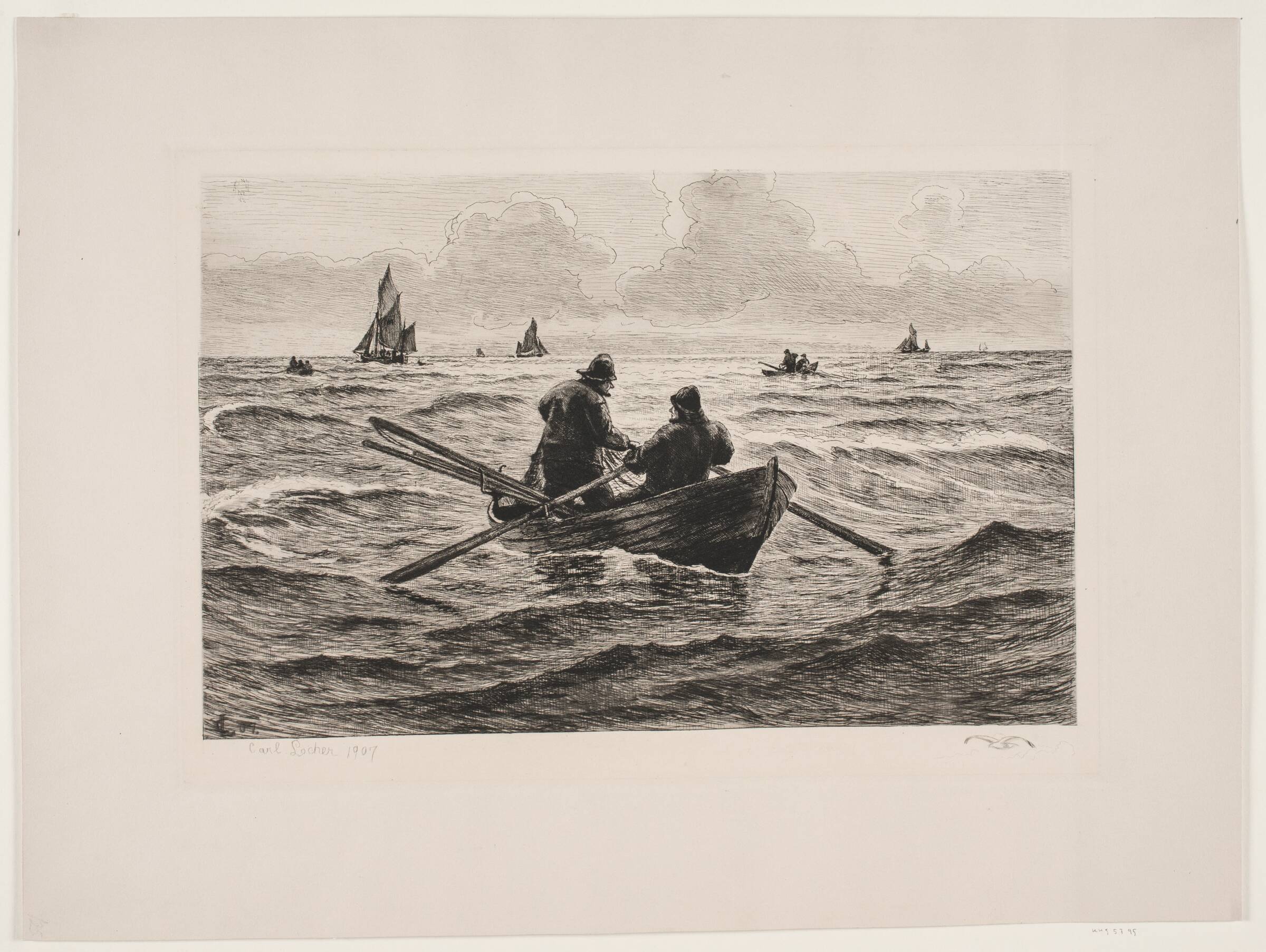 Der sættes net fra en jolle, Carl Locher, 1907