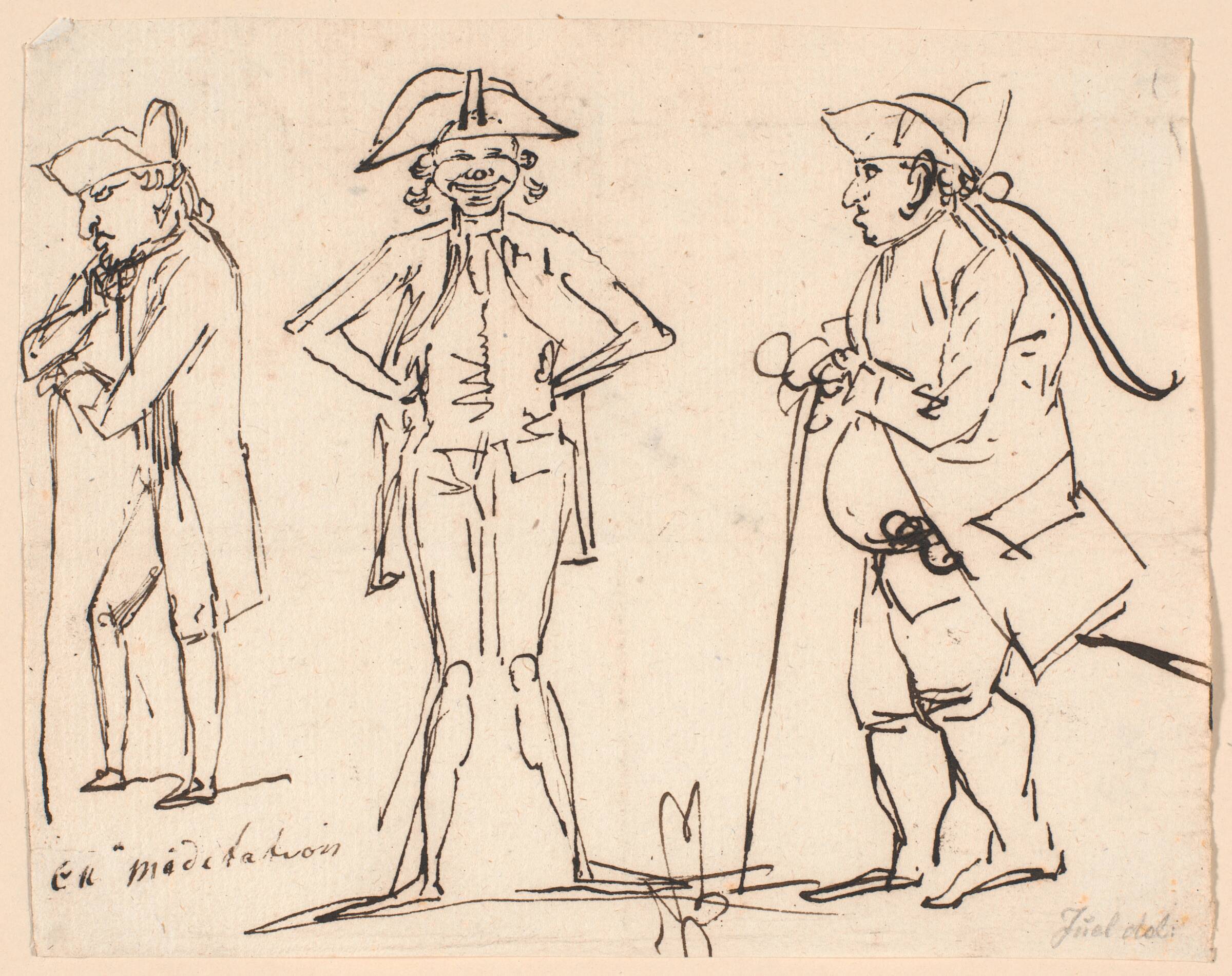Meditation. Karikaturer af Clemens, Juel og Charles Bonnet, Jens Juel, 1787-1887