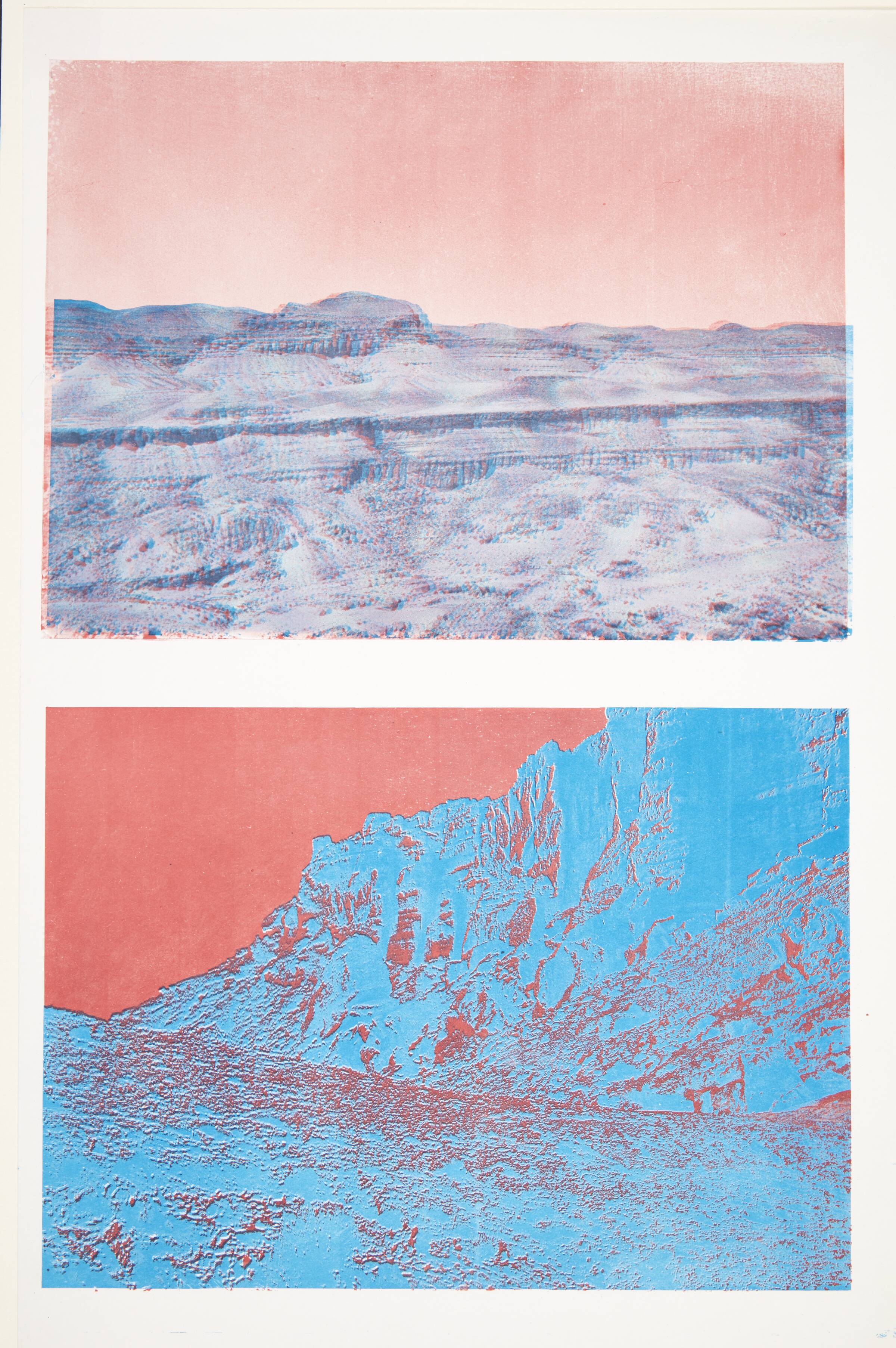 To ørkenlandskaber med bjerge, Susanne Mark, 1976