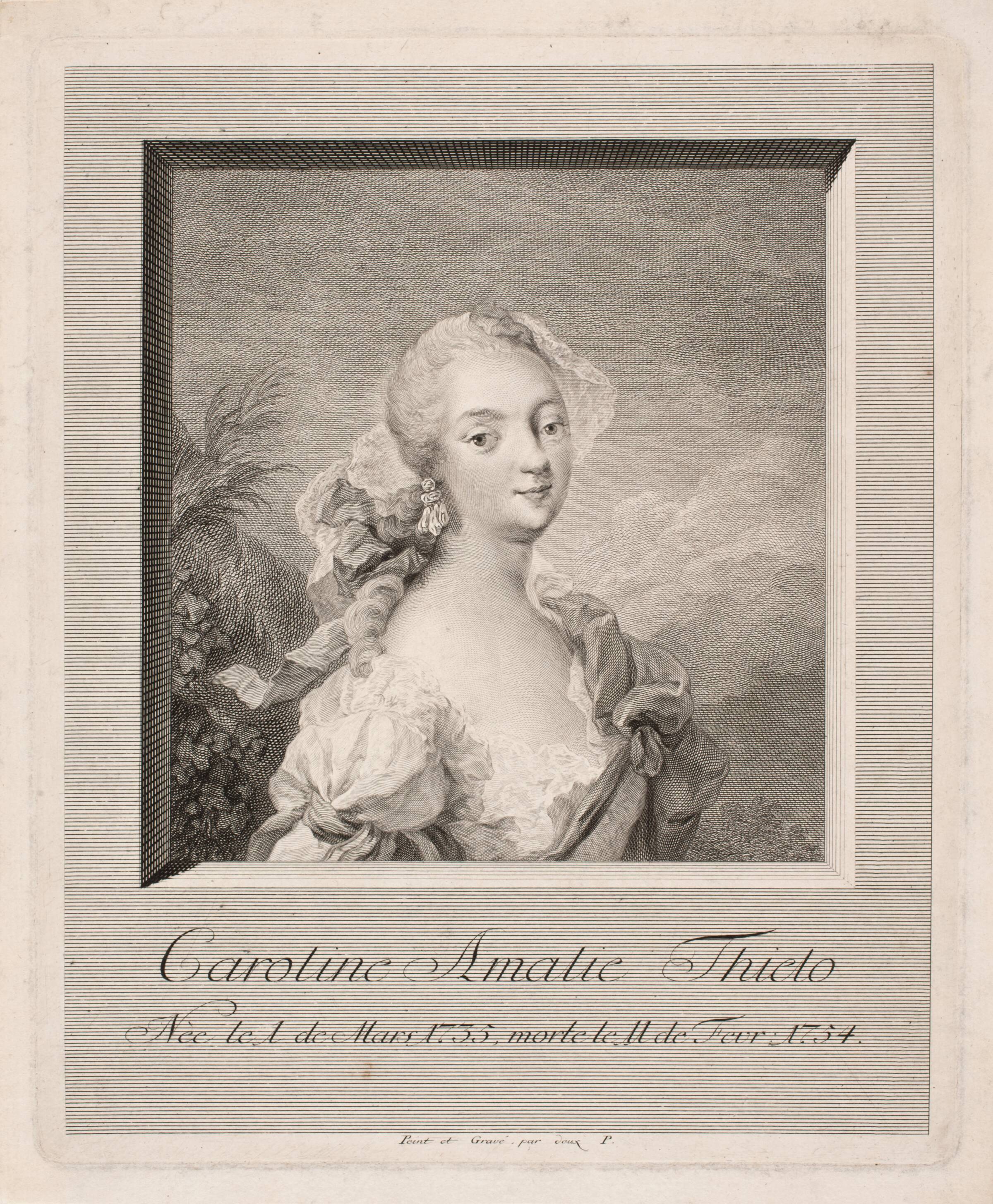 Skuespillerinden Caroline Amalie Thielo, J.M. Preisler, 1754-1757