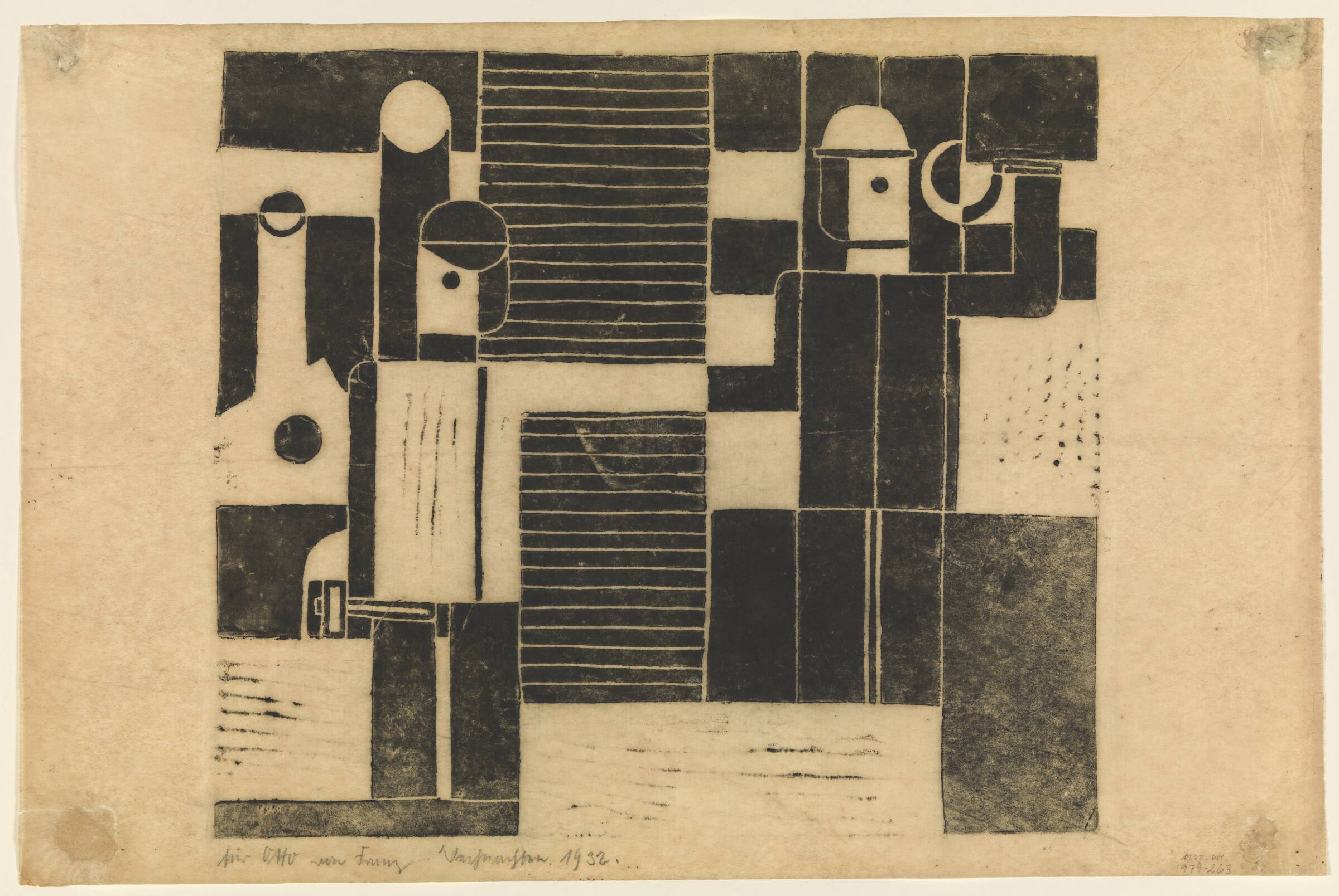 Komposition med en arbejder og en bonde, Franz Wilhelm Seiwert, 1932