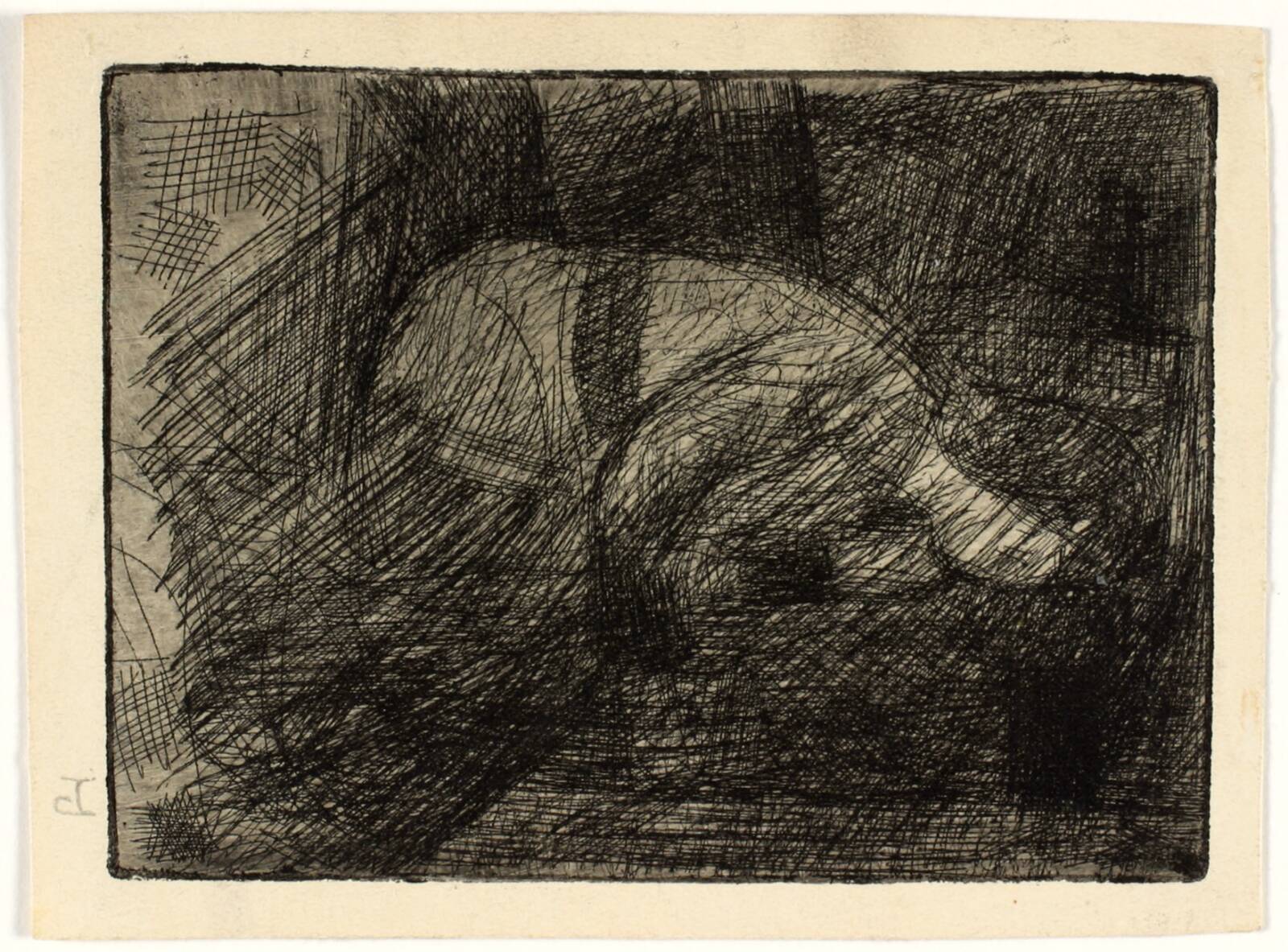 Siddende kvinde set i profil mod højre, Holger J. Jensen, 1940-1949