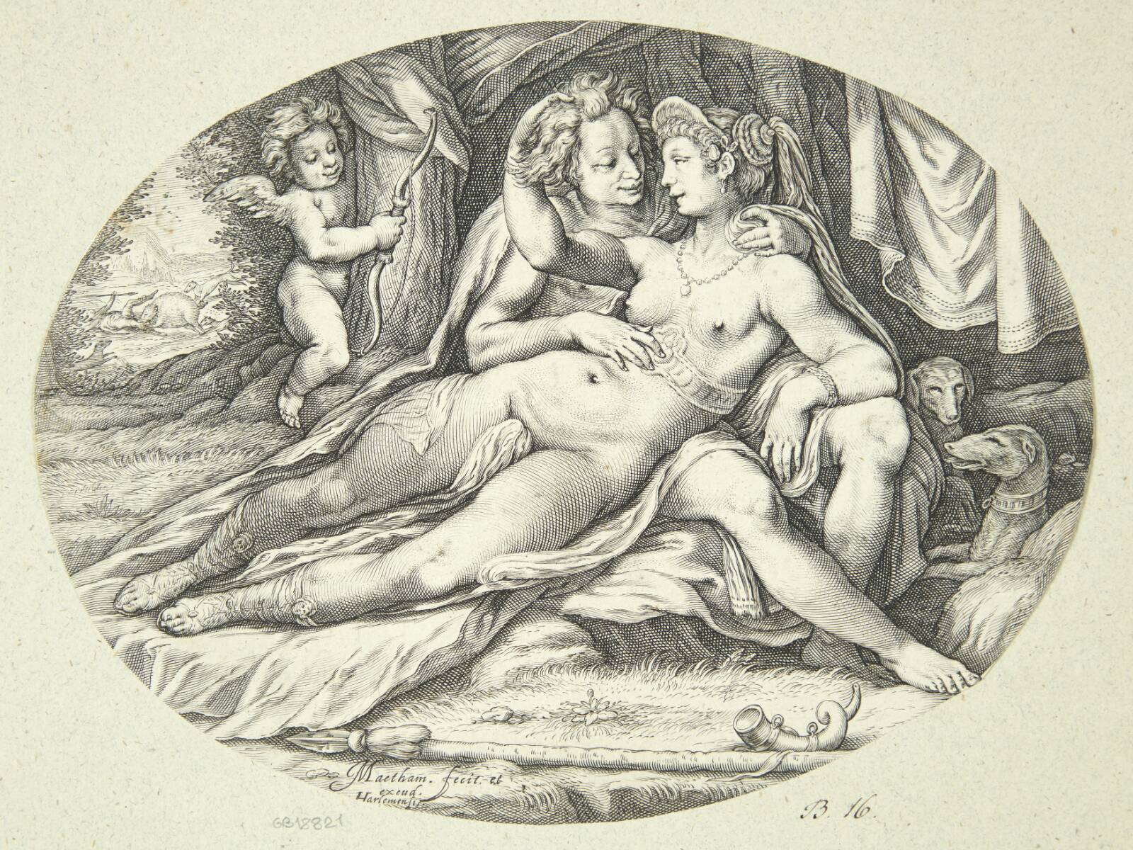 Venus og Adonis, Jacob Matham, 1599