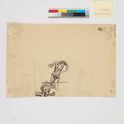 Udkast til øverste del af illustration til Pontoppidan, Odysseus rejser og eventyr