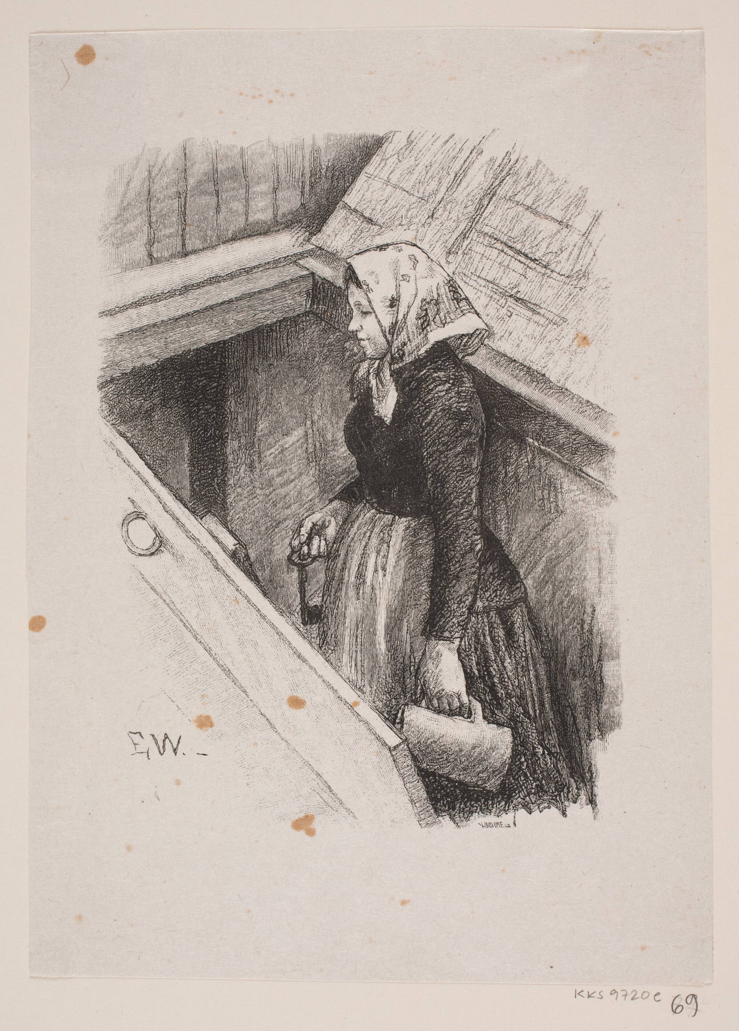 Illustration til "Hanen og tophønen", Waldemar Bøhme, 1883-1887