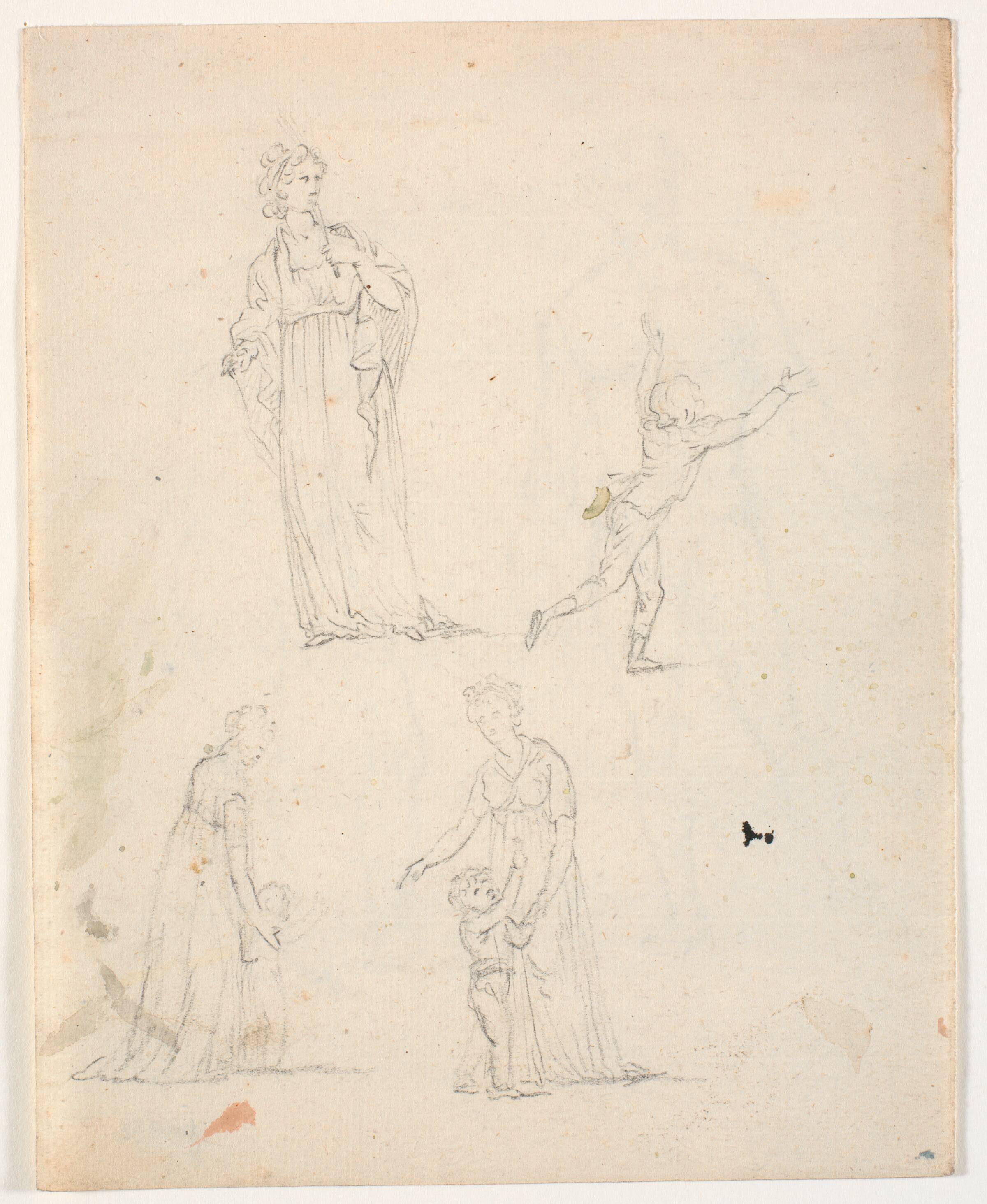 Tre skitser med mor og barn, C.A. Lorentzen, 1746-1828