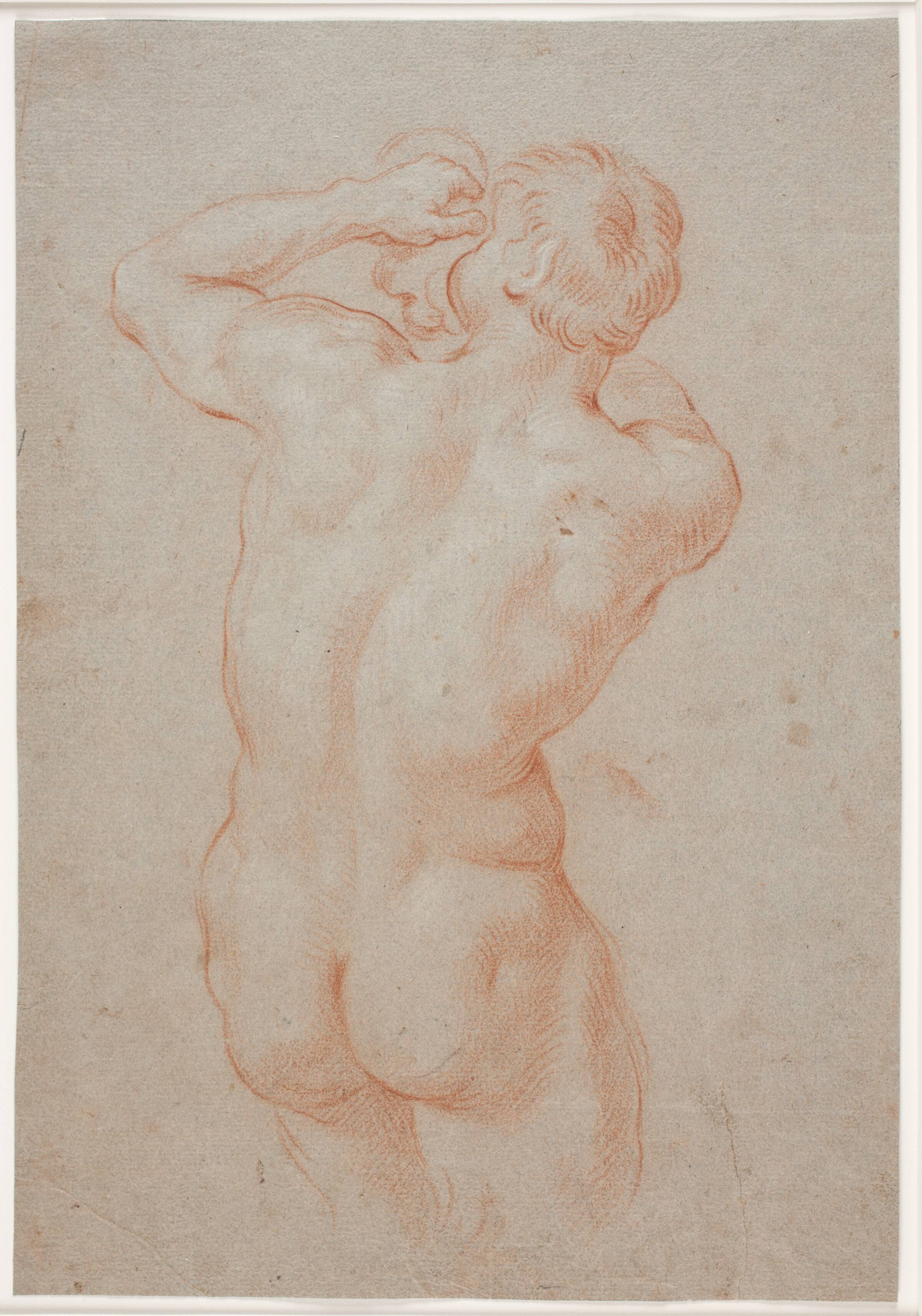 Konkylieblæsende triton set bagfra, Hendrik Krock, 1686-1738