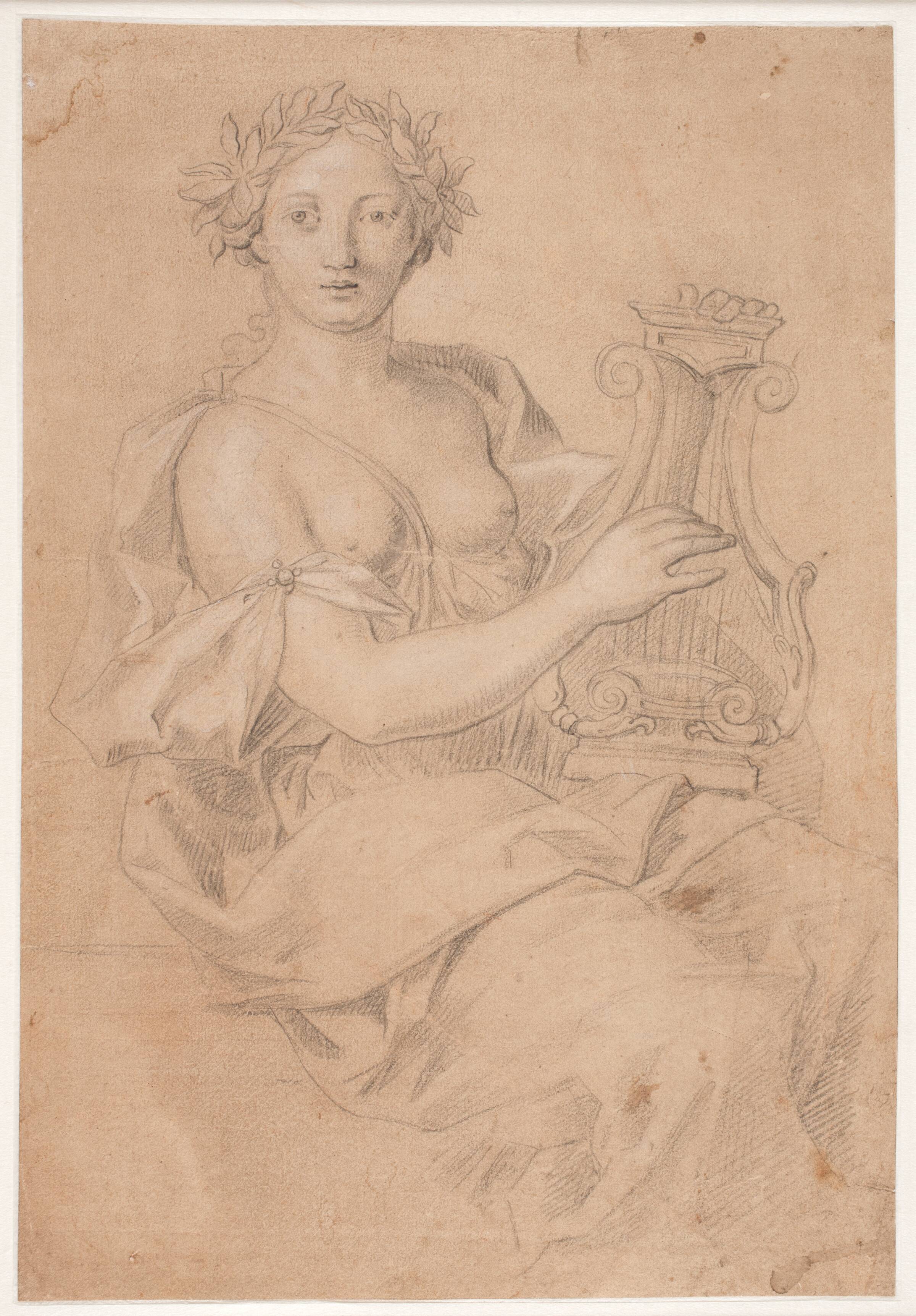 Lyrespillende muse (Erato?), Hendrik Krock, 1671-1738