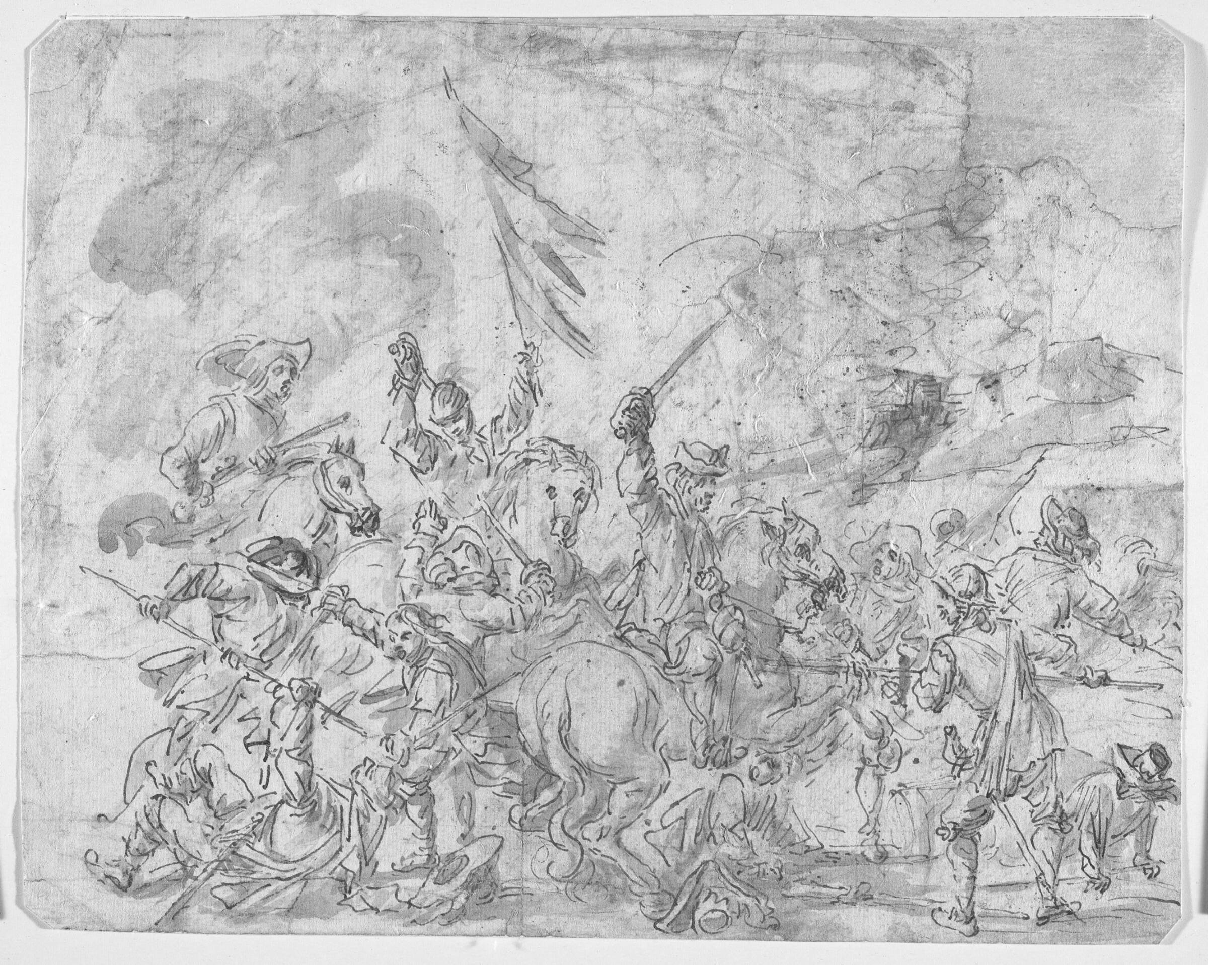 Kampscene med kavaleri og infanteri, Бранди, Доменико, 1684-1736