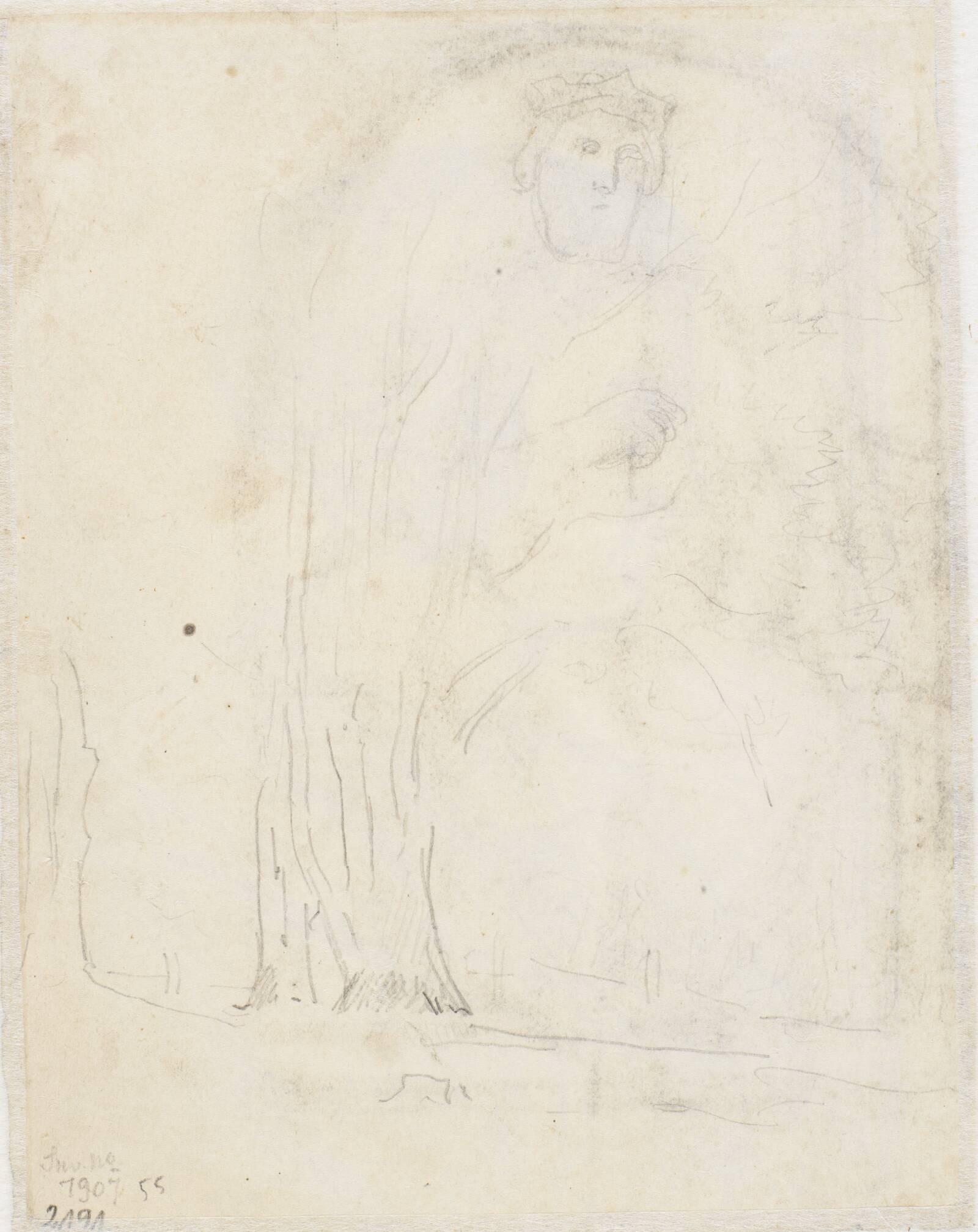 Studie af træer. Kong David, Dankvart Dreyer, 1840-1849