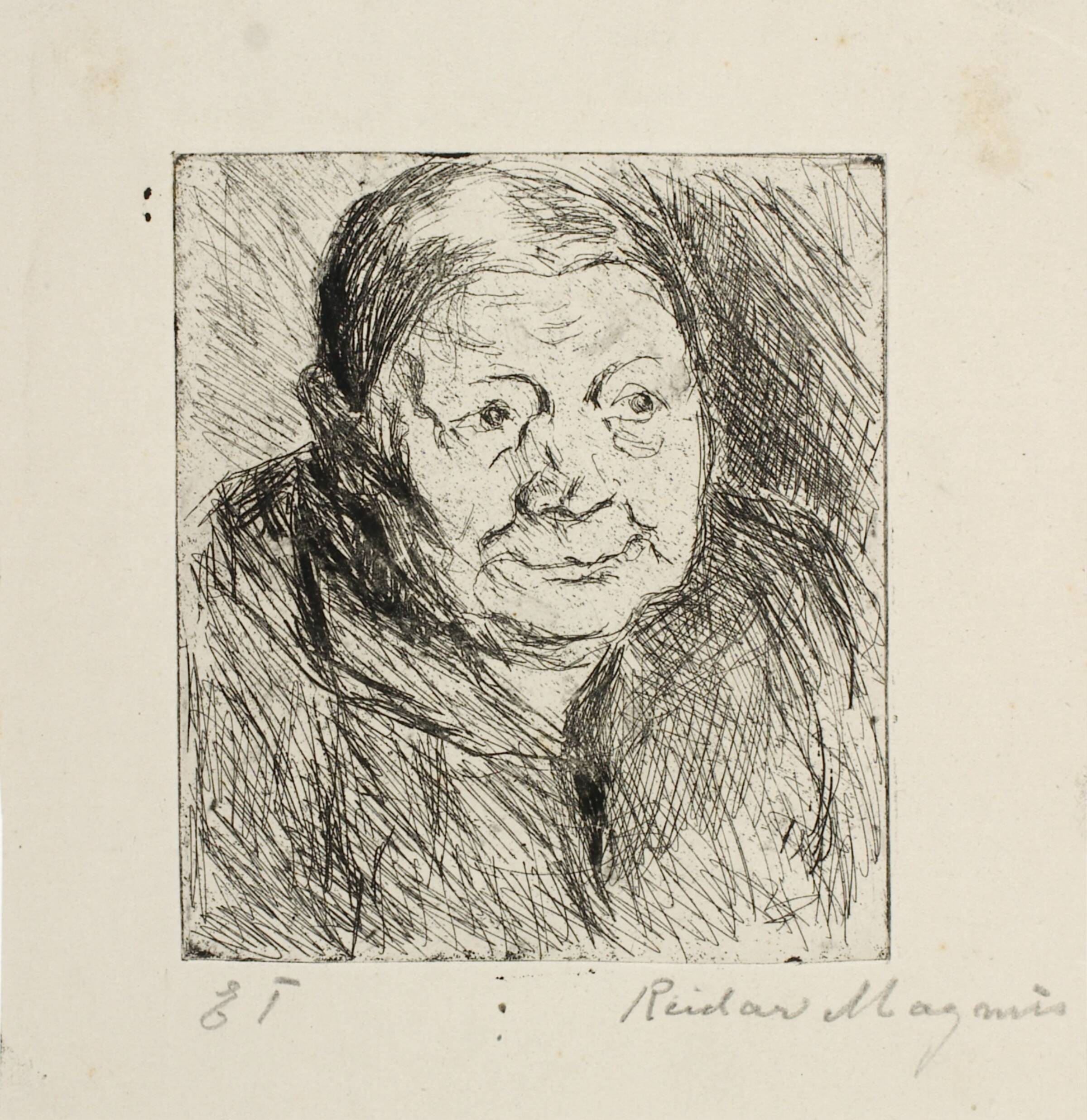 Hoved af en bondekone. Himmerland, Reidar Magnus, 1929