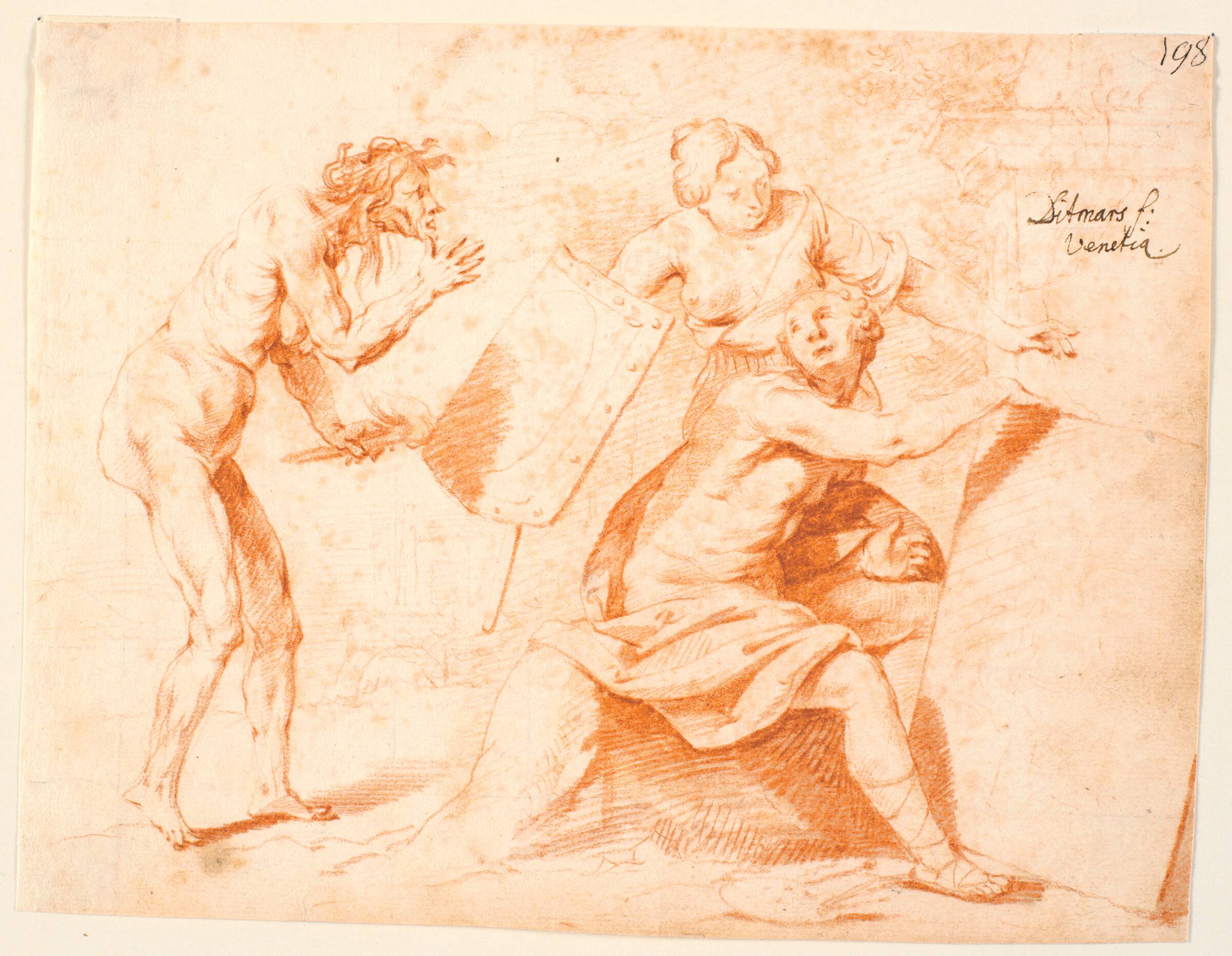 Freden beskytter kunsten mod krigens angreb, Heinrich Dittmers, 1625-1677