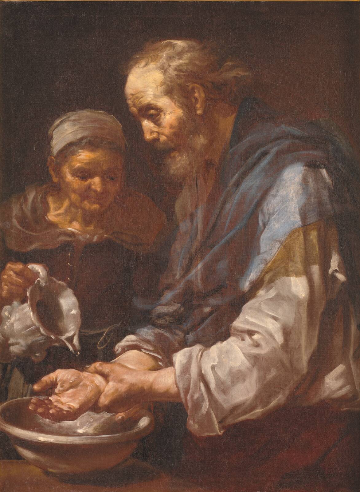 Old man washing his Hands, by Bernardo Eberhart Keilhau, 1648-1651