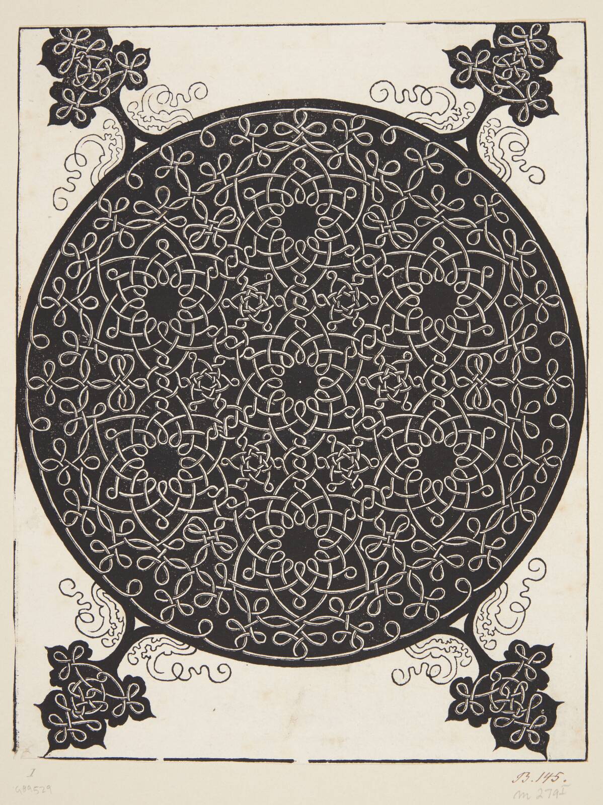 Interlaced cord pattern with seven hexagonal stars, by Albrecht Dürer, 1507-1528
