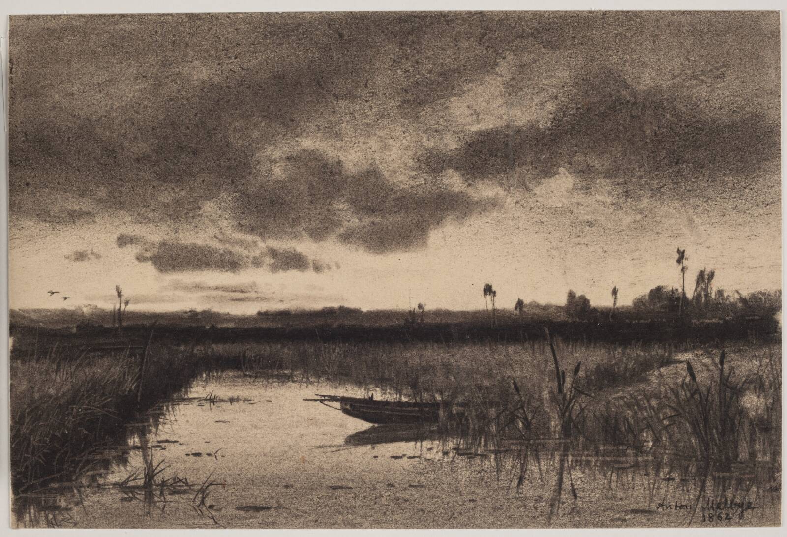 Landskab med en å, Anton Melbye, 1862