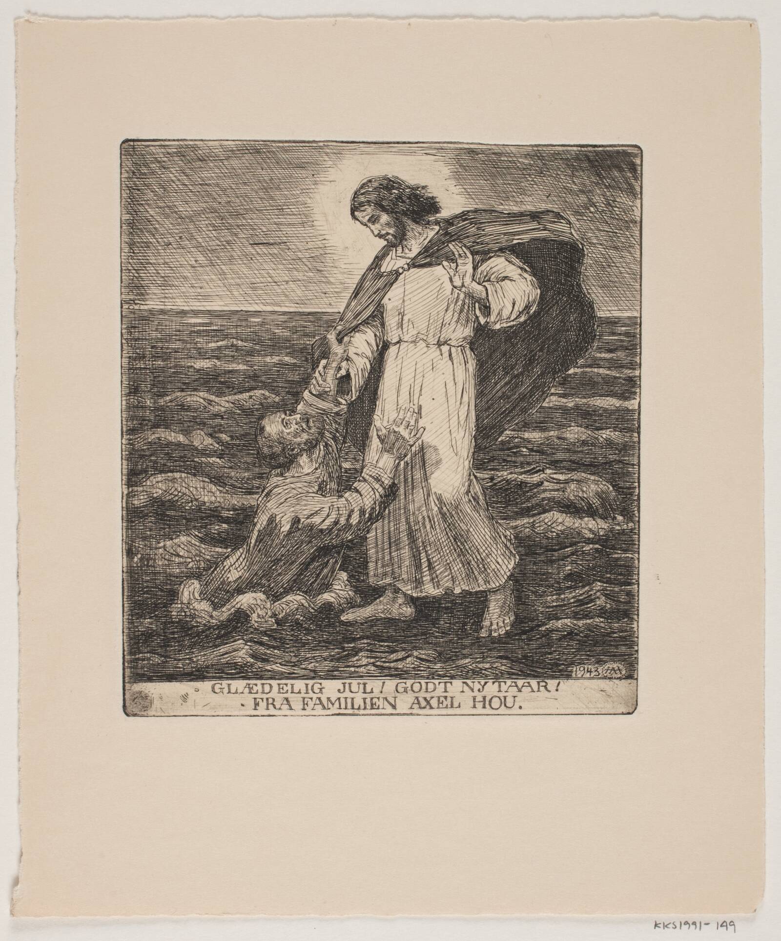 Jule- og nytårskort, Axel Hou, 1943