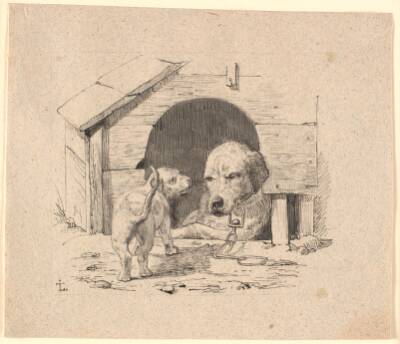 Hundehvalpen. Illustration til Kaalunds "Fabler for Børn". Se kommentar fra arkkatalog.