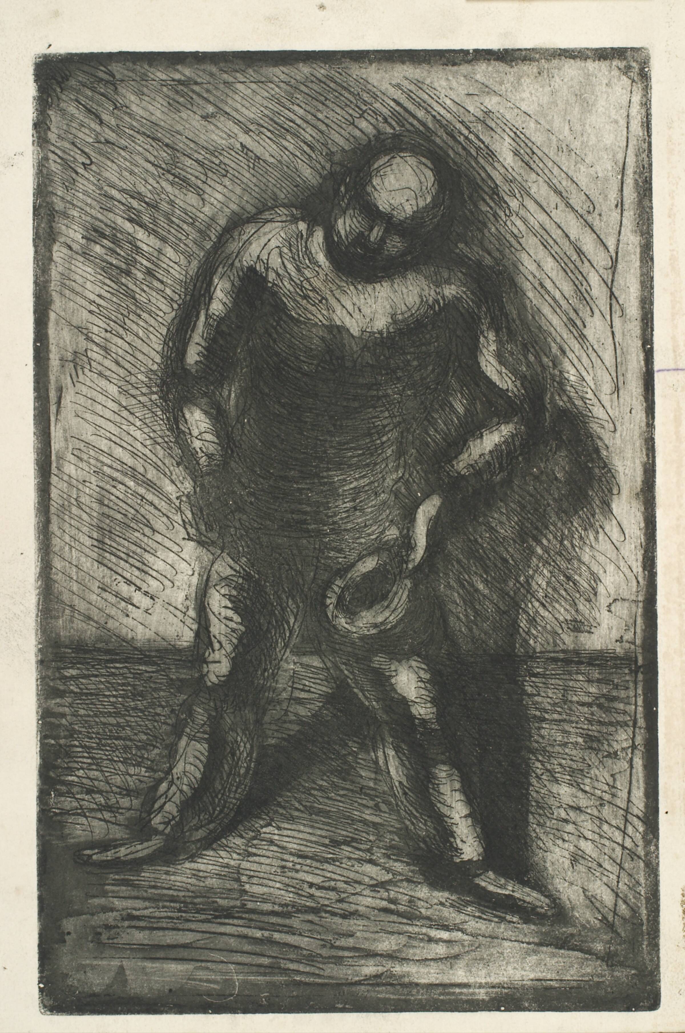 Skrævende mand med hatten i hånden, Vilhelm Lundstrøm, 1920-1923