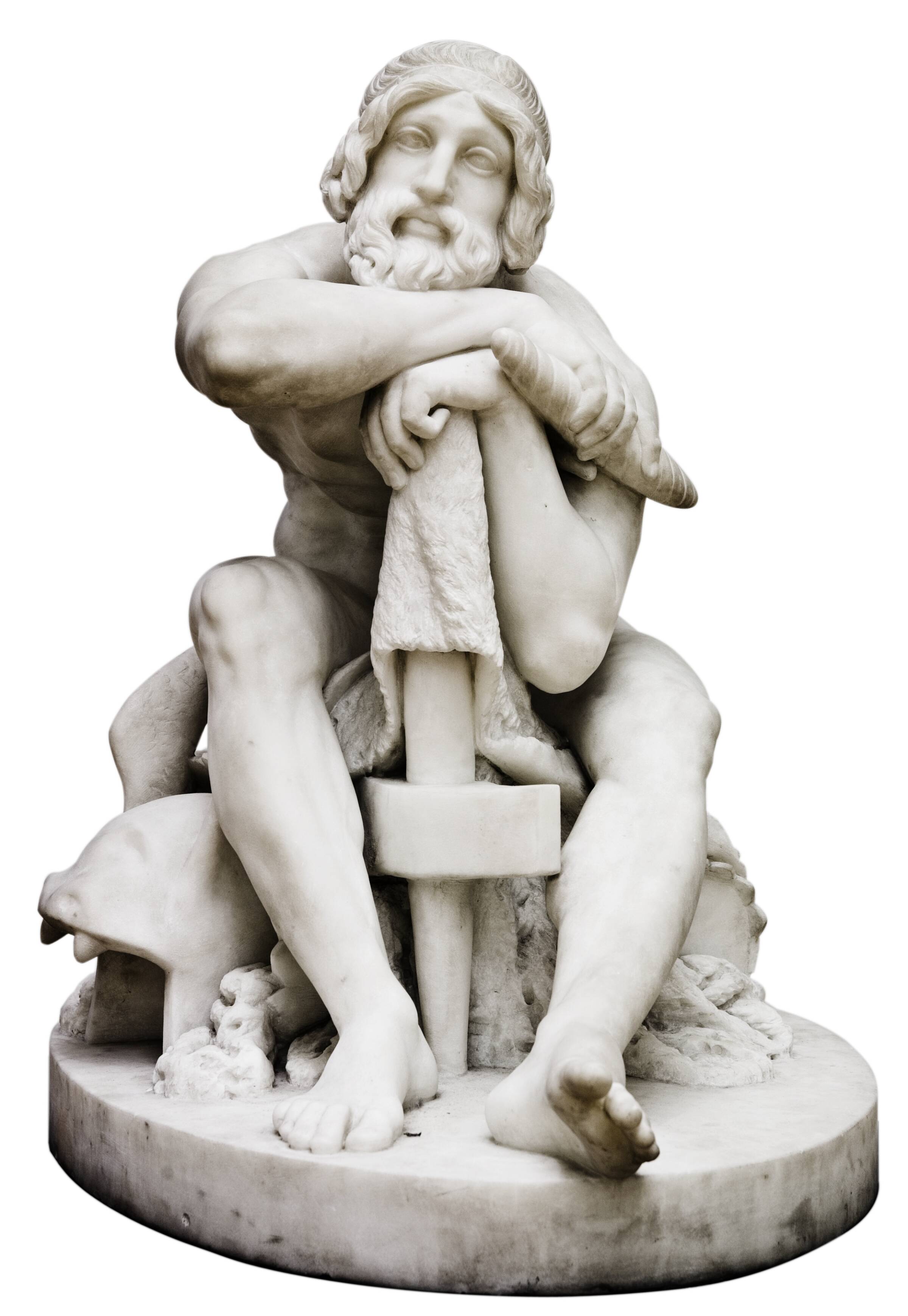 Thor siddende, støttet til sin hammer, Hermann Ernst Freund, 1828-1829