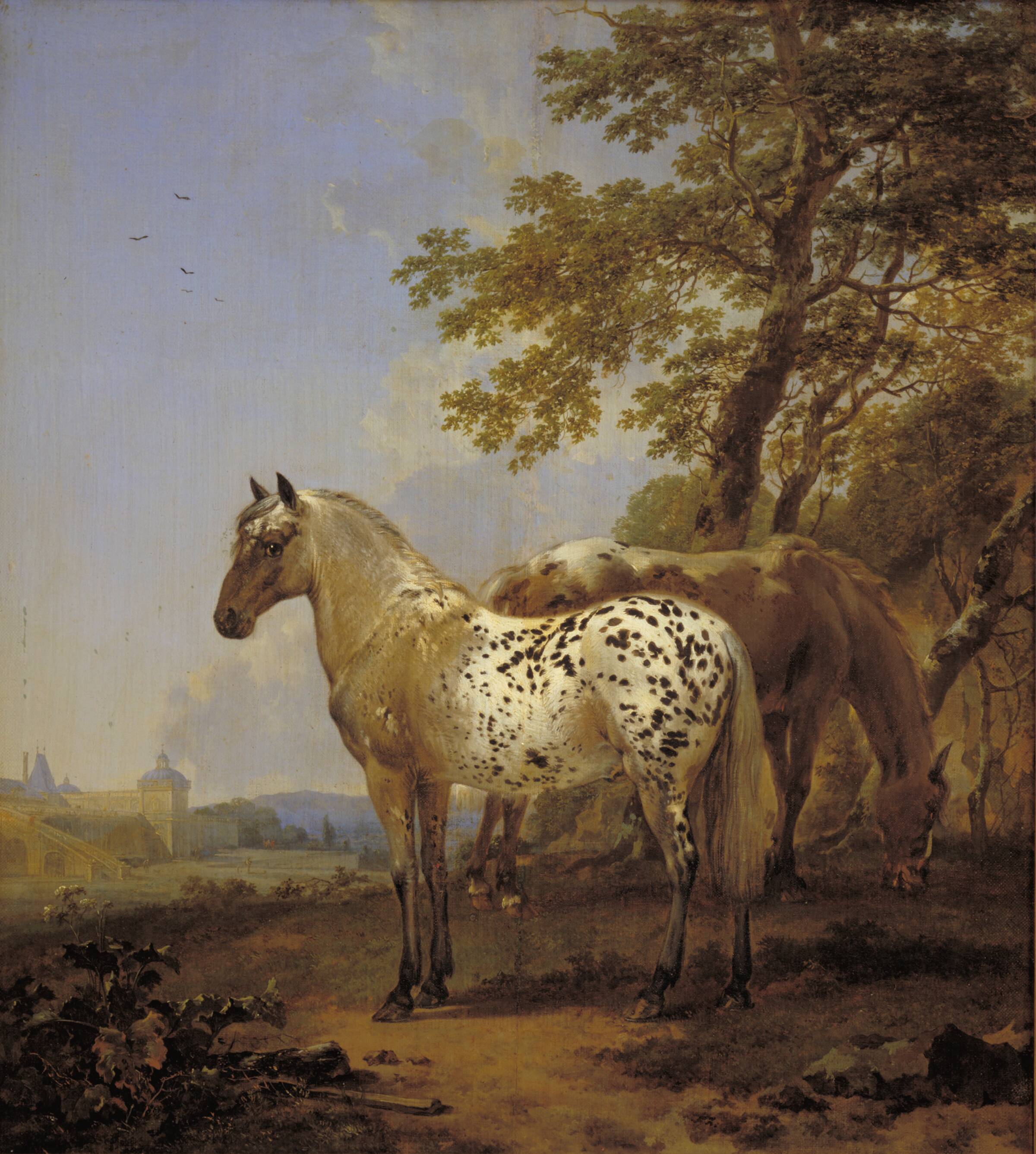 To heste i et landskab, Nicolaes Berchem, 1635-1683