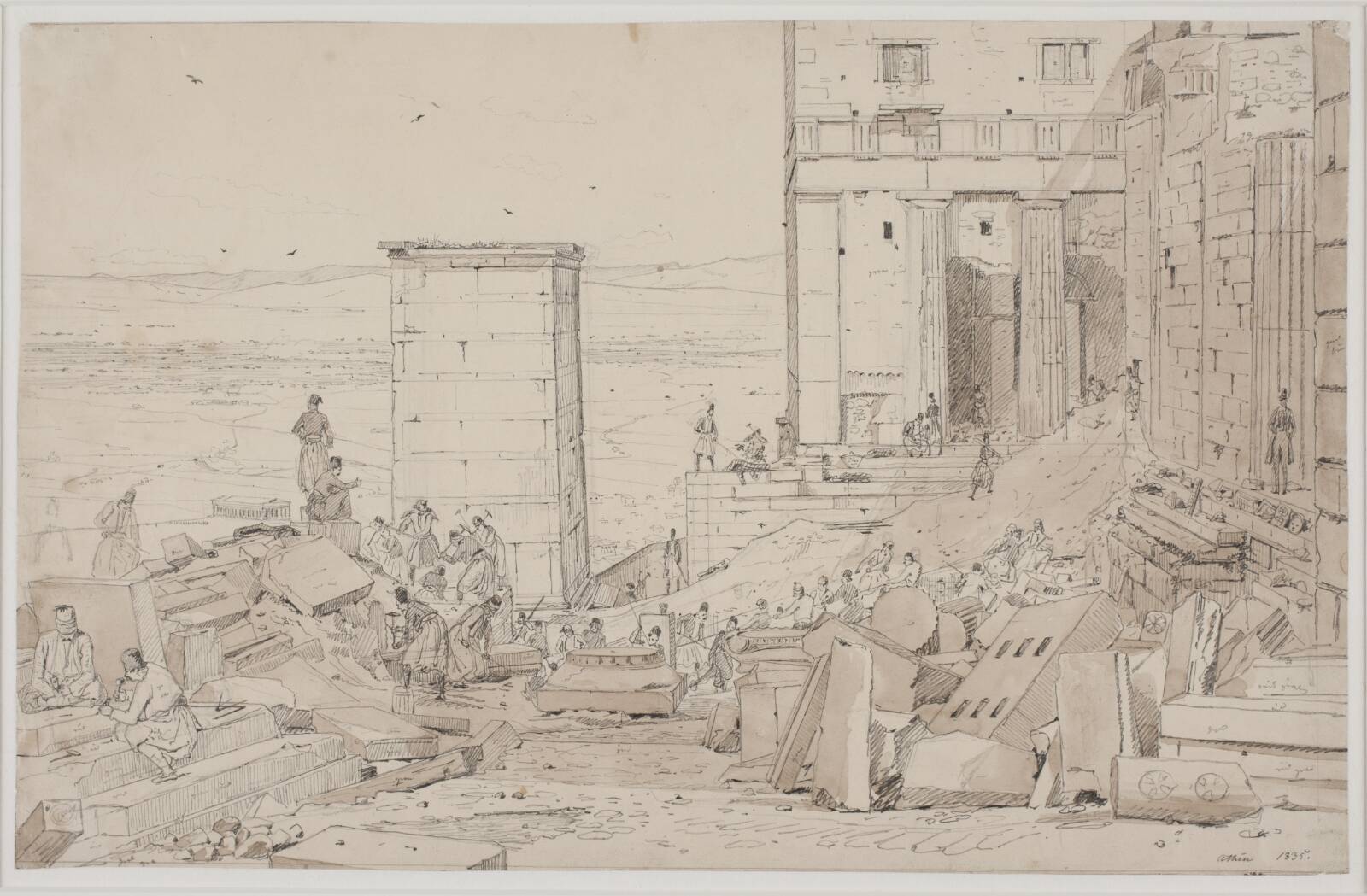 Udgravning foran Propylæerne, Martinus Rørbye, 1835