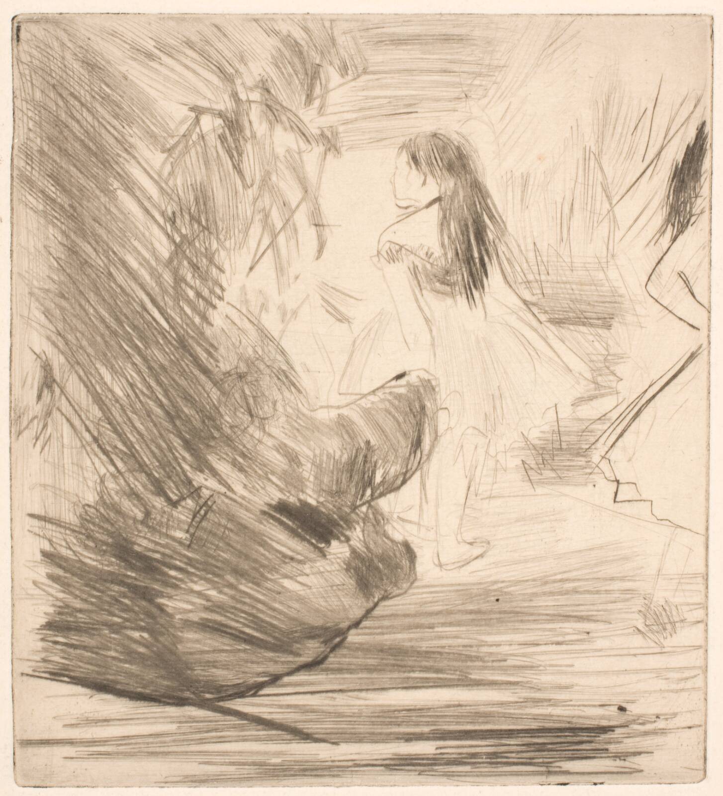 Two dancers in the wings, by Edgar Degas, 1873-1876