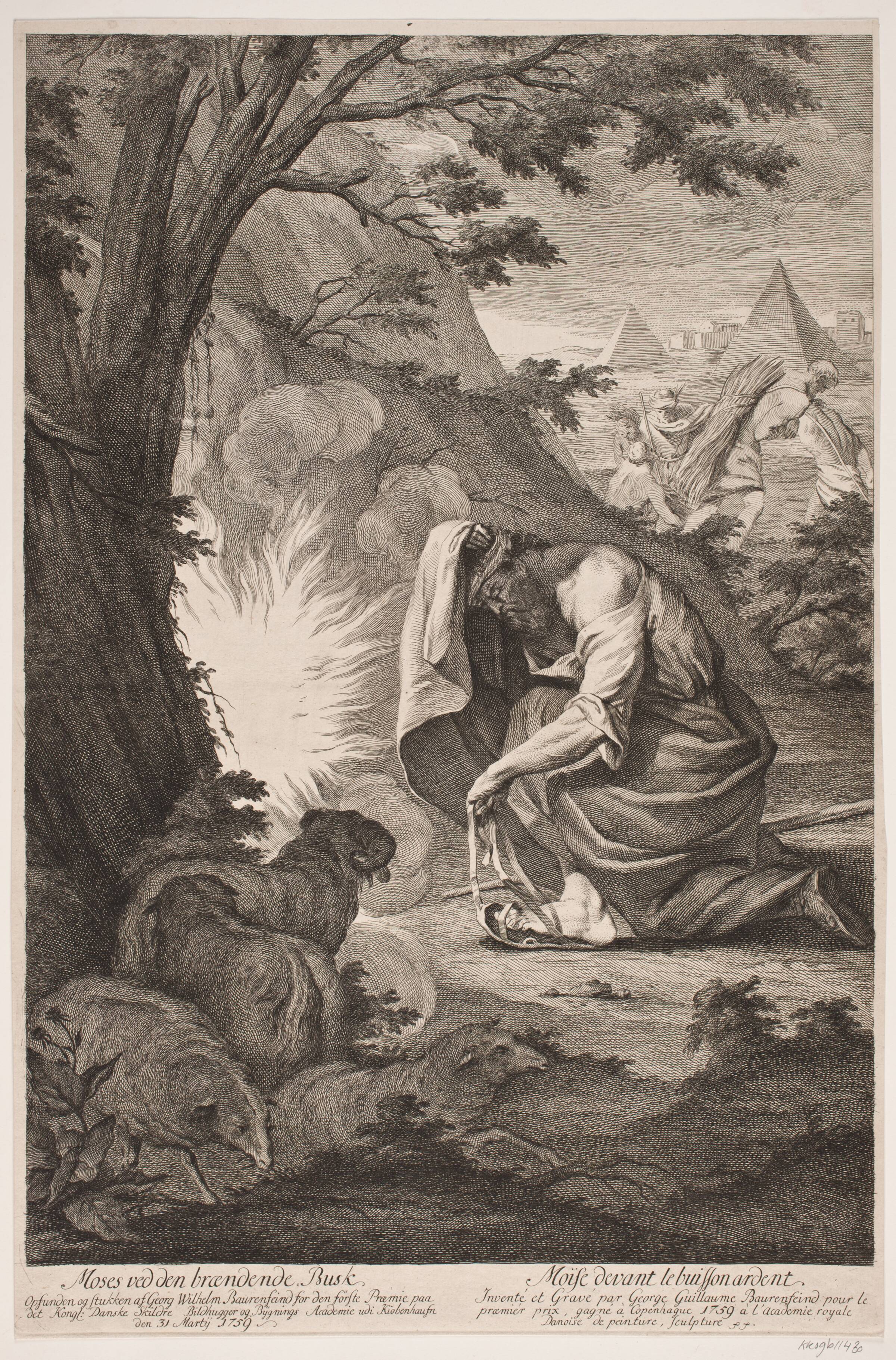 Moses ved den brændende tornebusk, Georg Vilhelm Baurenfeind, 1759
