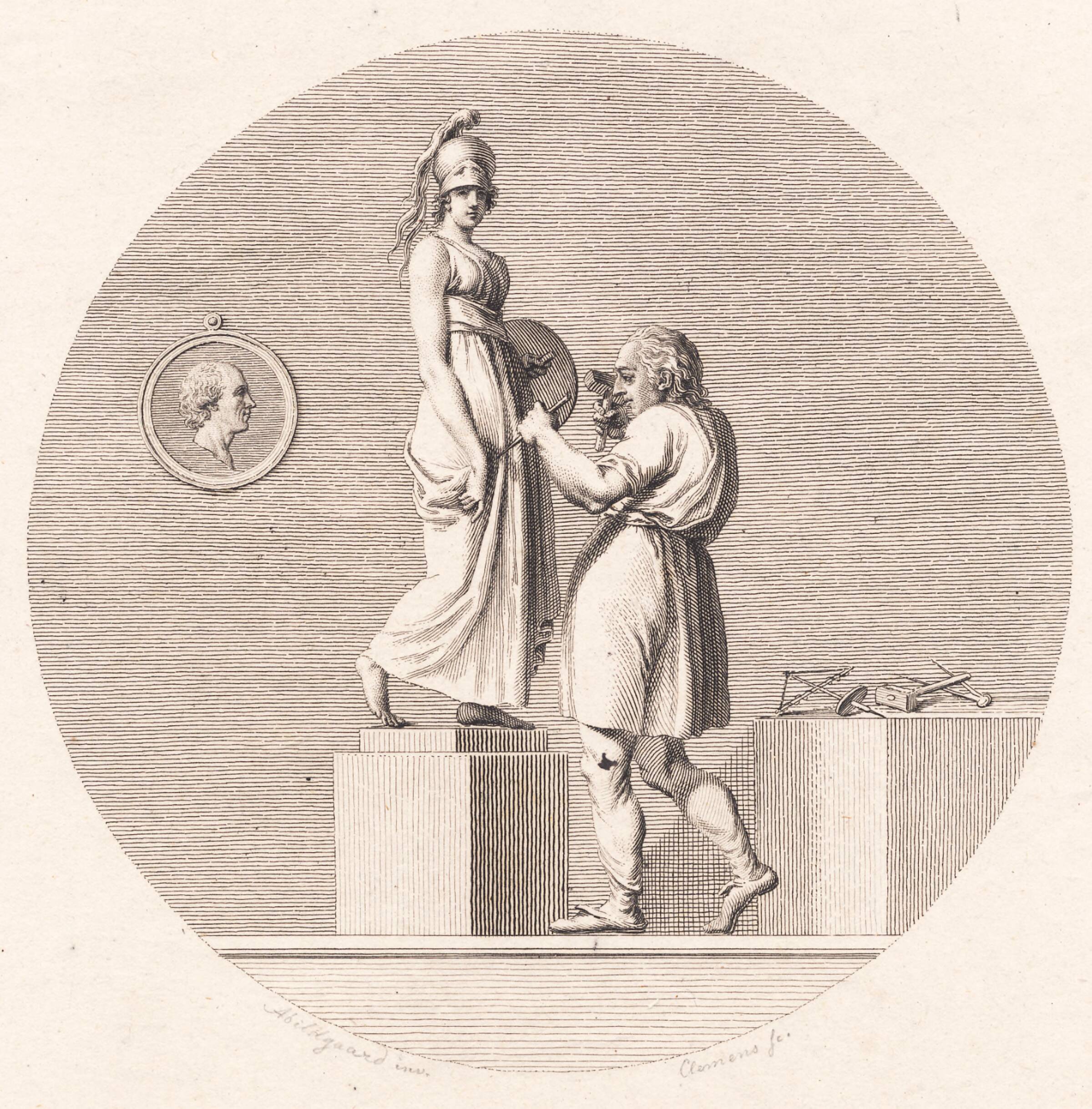 Sergel arbejder i sit atelier, J.F. Clemens, 1748-1831