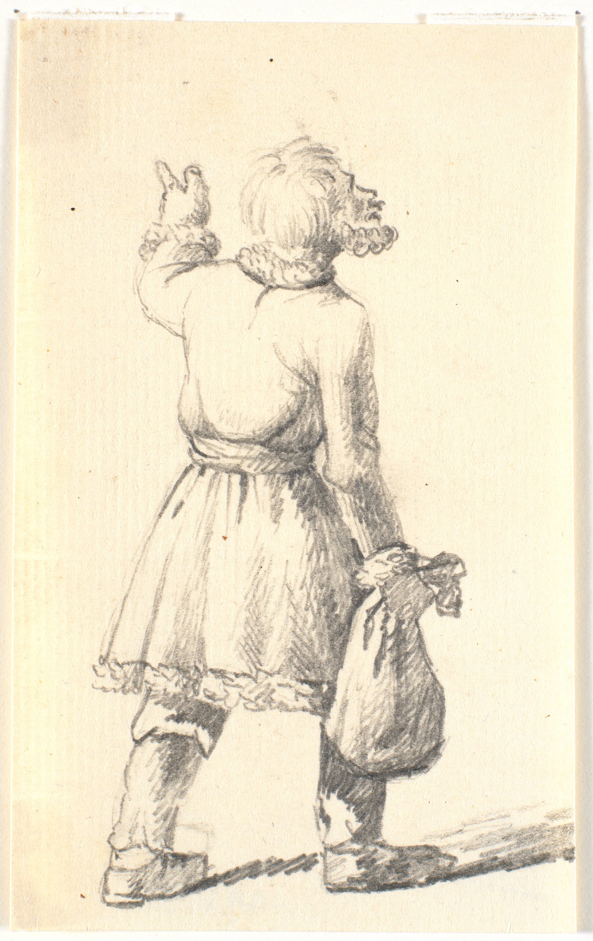 Gående mand med sæk, Wilhelm Bendz, 1820-1832